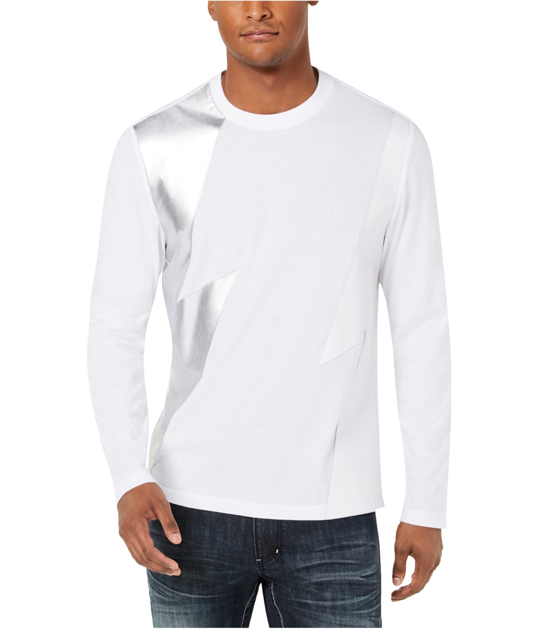 Мужская базовая футболка INC на молнии ярко-белая S 3690₽