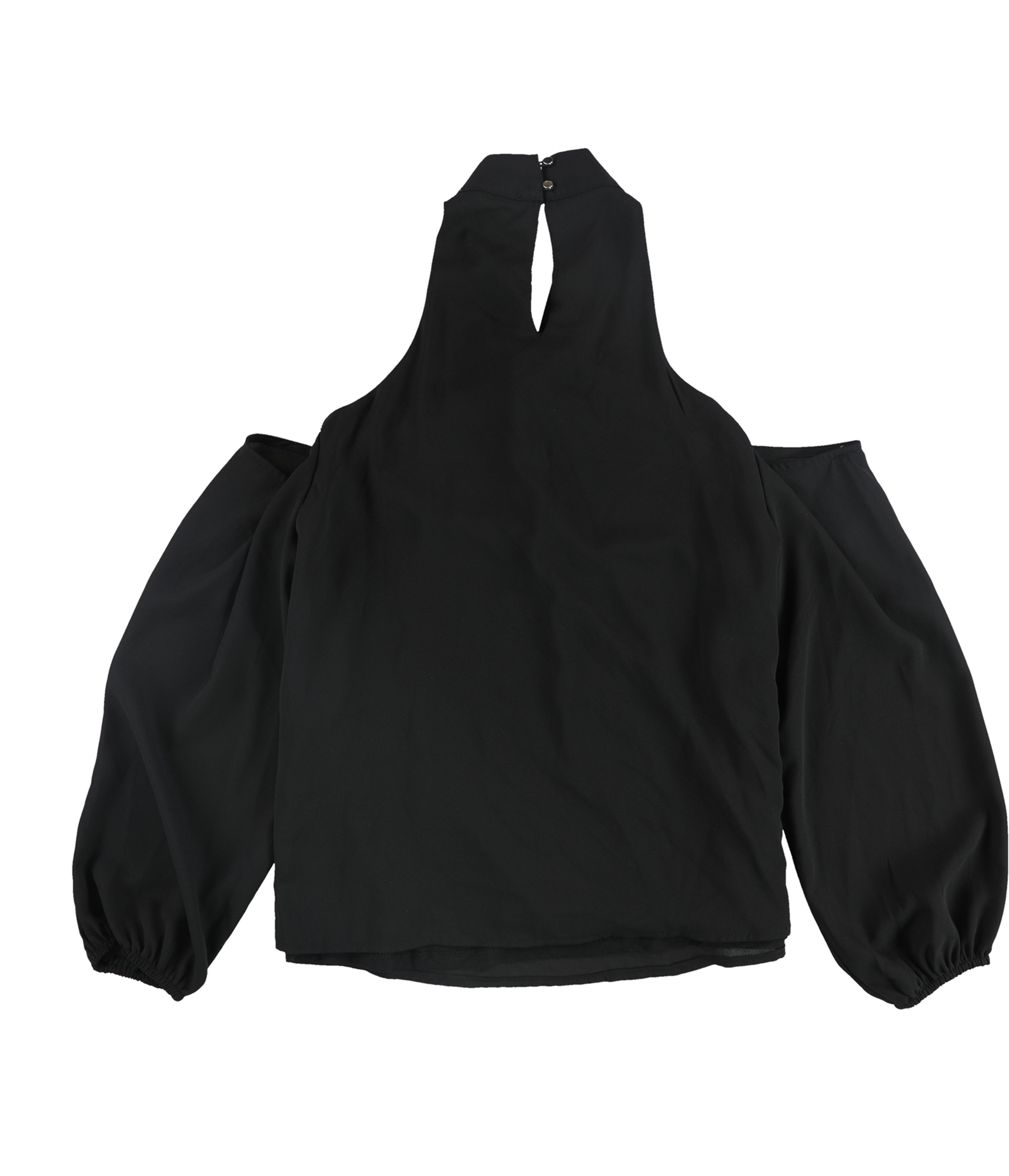 bar III Womens Keyhole Cold Shoulder Blouse, deepblack, L - Picture 3 of 5