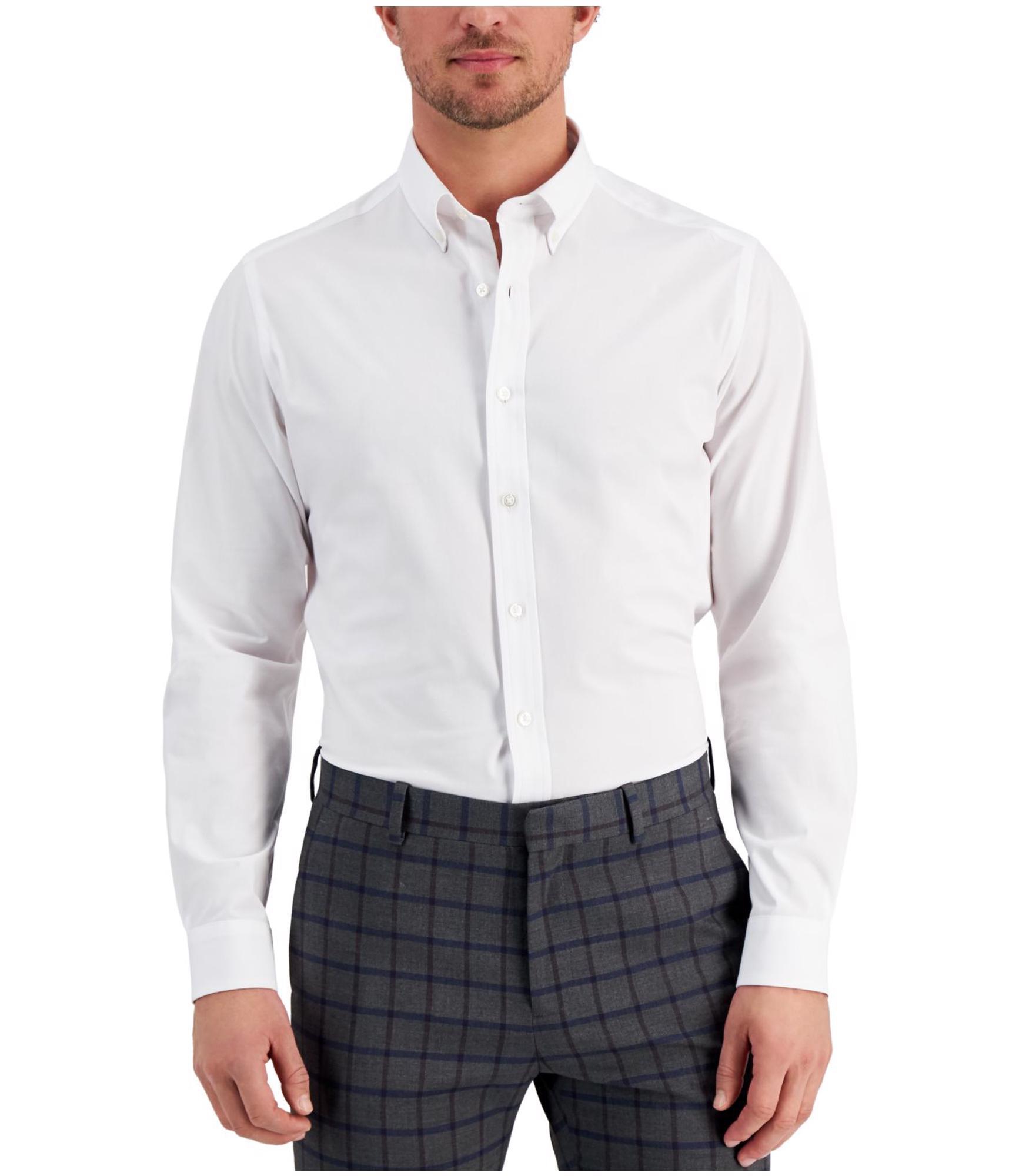 Мужская однотонная рубашка Club Room на пуговицах, белая, 16-16,5