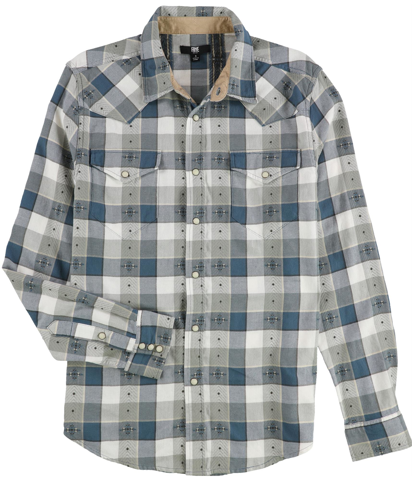 Мужская клетчатая рубашка Frye в клетку с юго-западным мотивом застегивающаяся на пуговицы 8490₽
