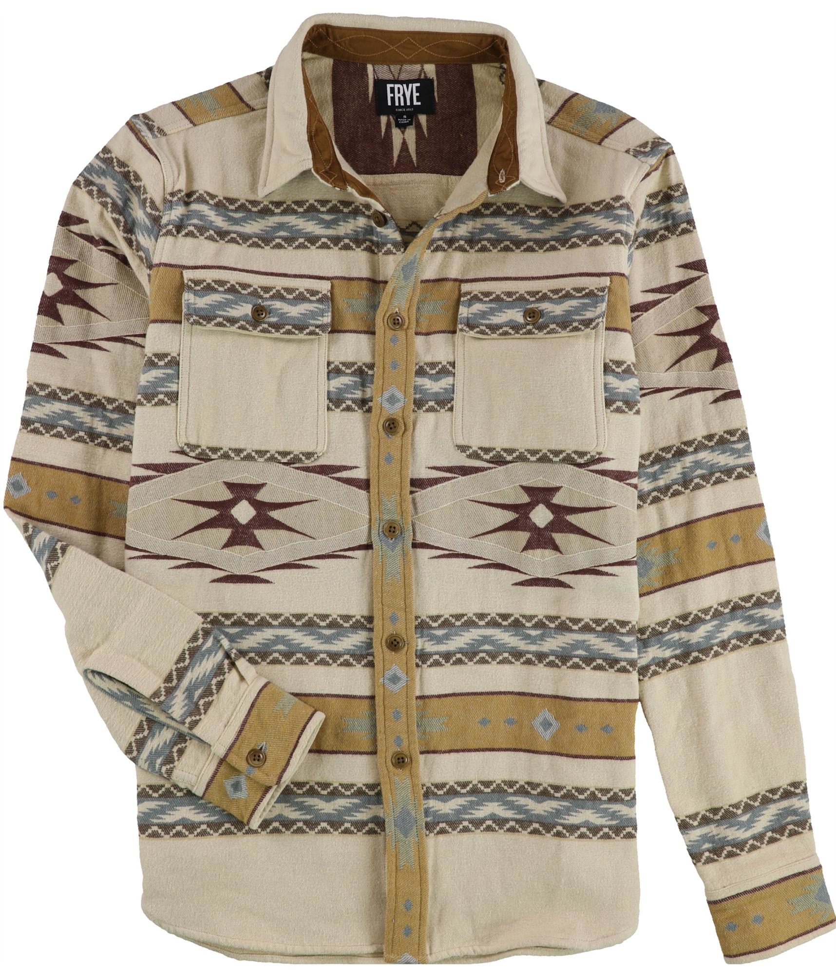 Мужская жаккардовая рубашка Frye на пуговицах Бежевый Маленький размер 11190₽