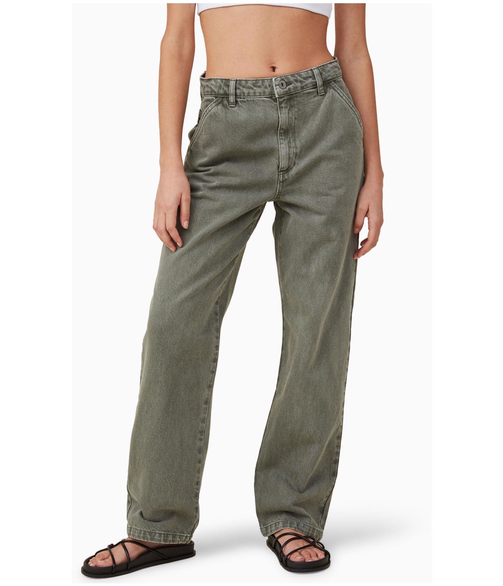 Cotton On Womens Twill Carpenter Jeans, Green, 12