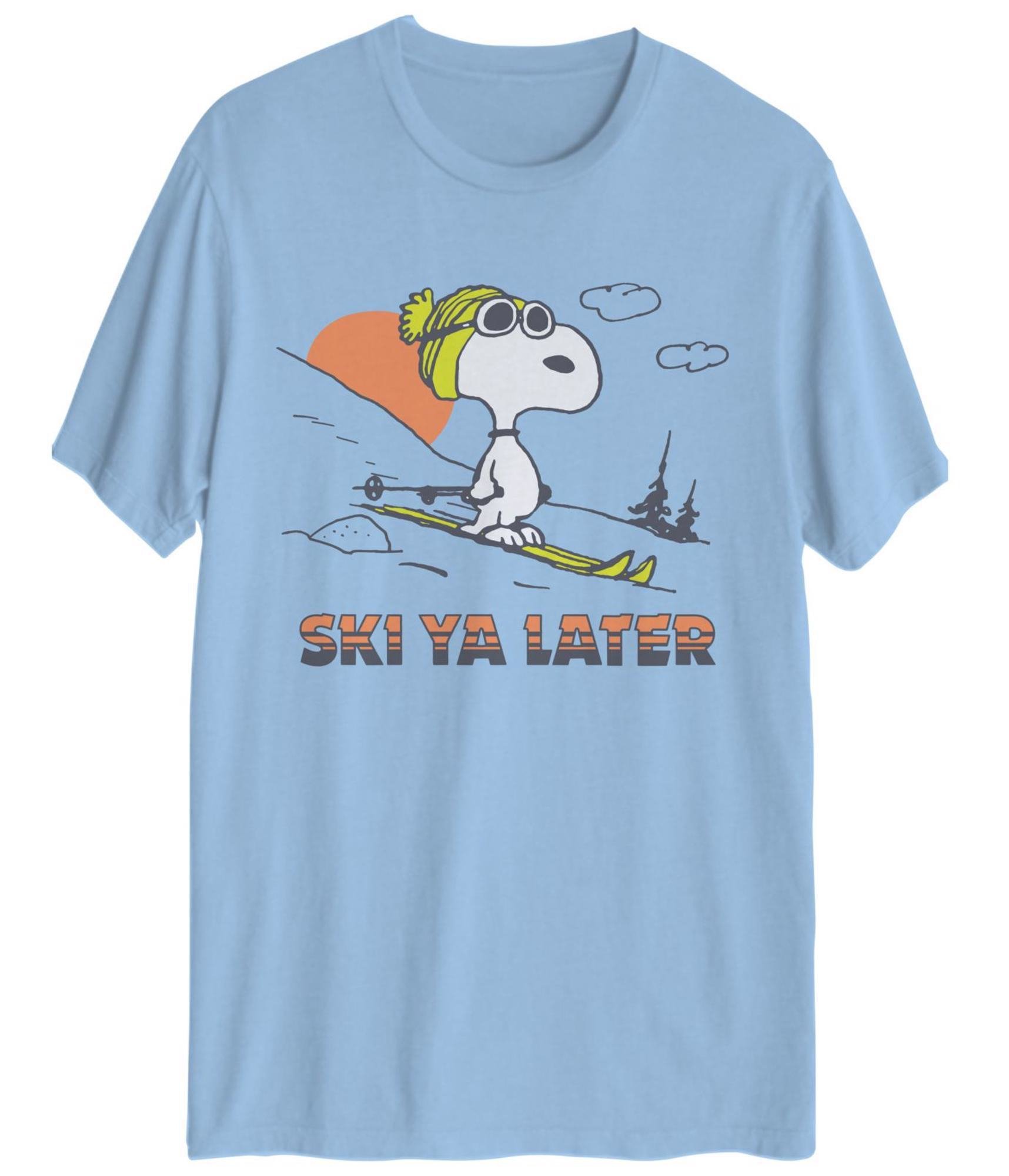 Hybrid Mens Snoopy Graphic T-Shirt, Blue, Medium