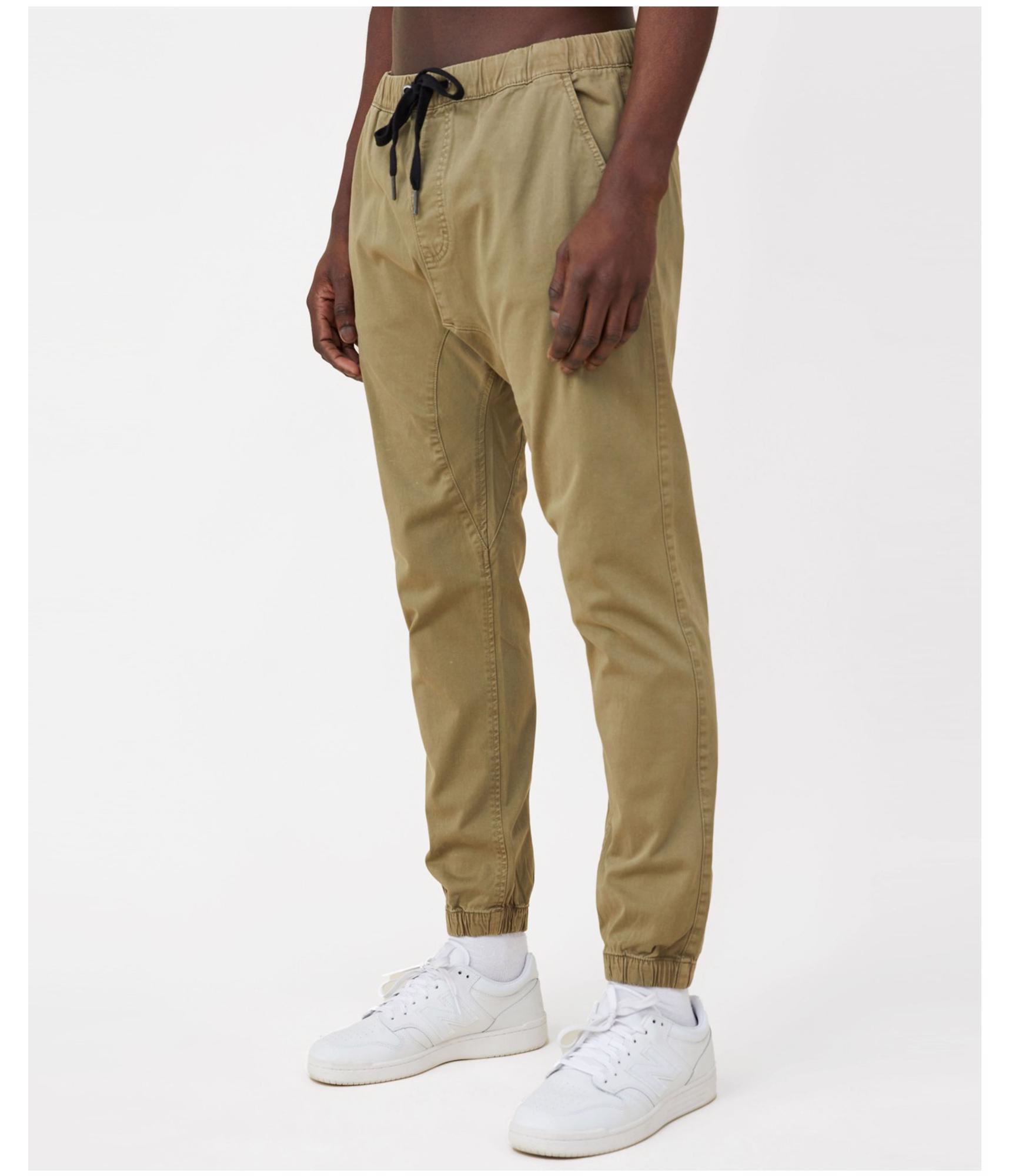 Cotton On Mens Drake Cuffed Acid Wash Casual Jogger Pants, Beige, 34W x 30L