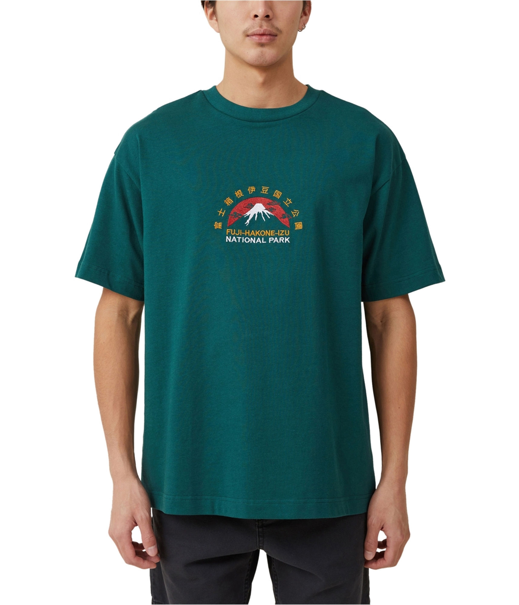 Мужская футболка с рисунком горы Фудзи из хлопка на подкладке 3490₽