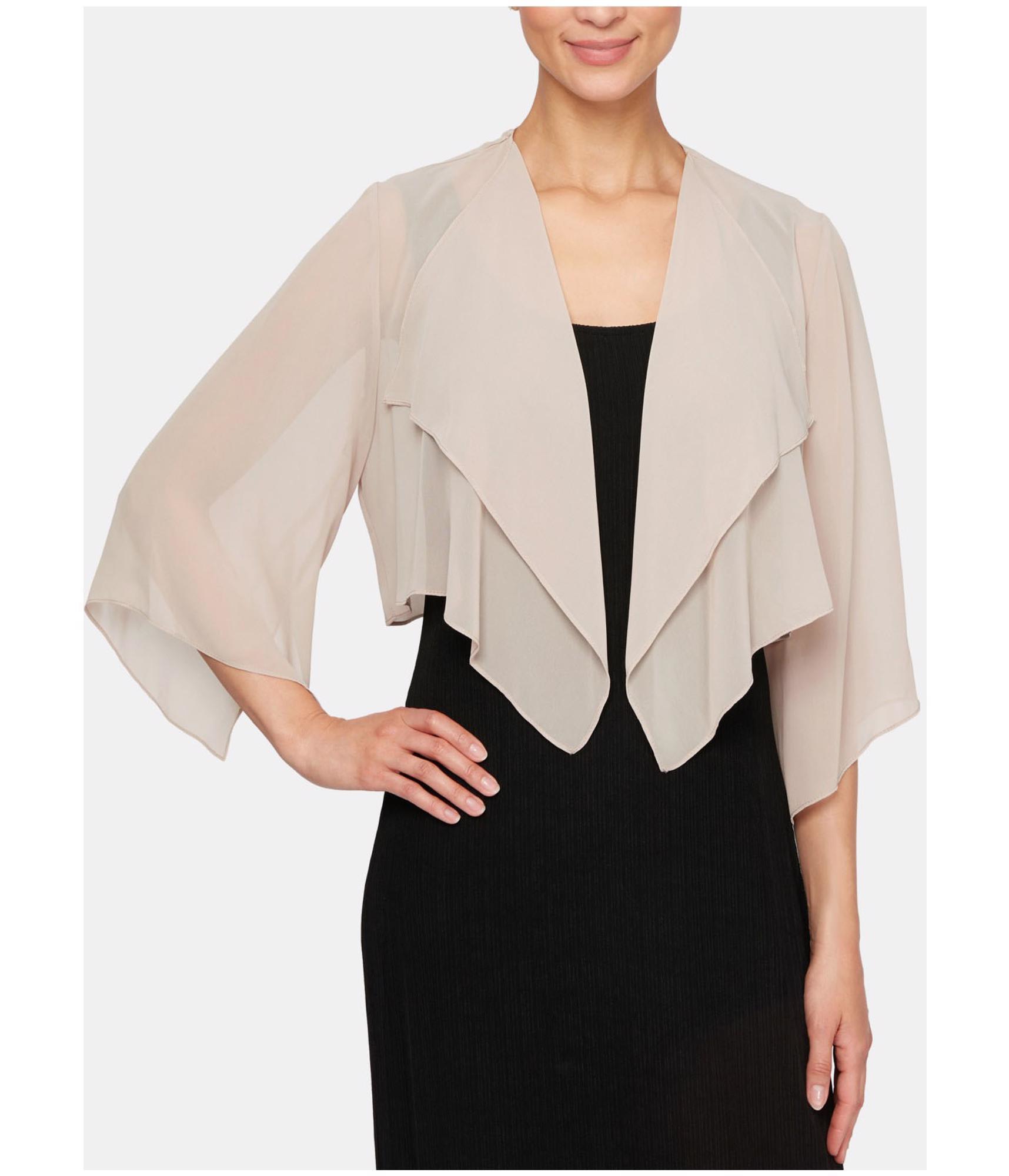 Alex Evenings Womens Chiffon Shrug Jacket, Brown, Small