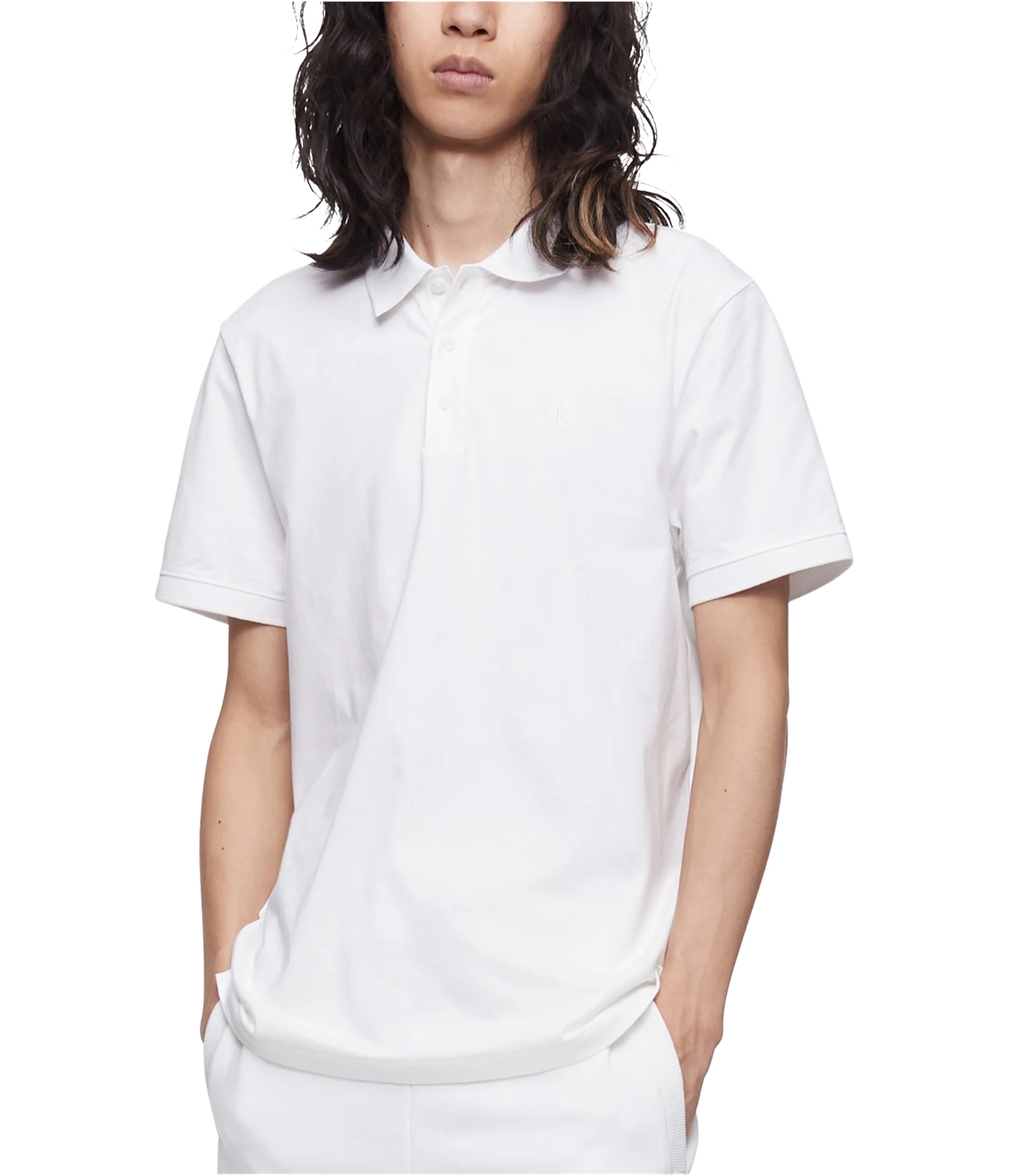 Мужская рубашка поло с монограммой Calvin Klein белая XX-Large 4490₽