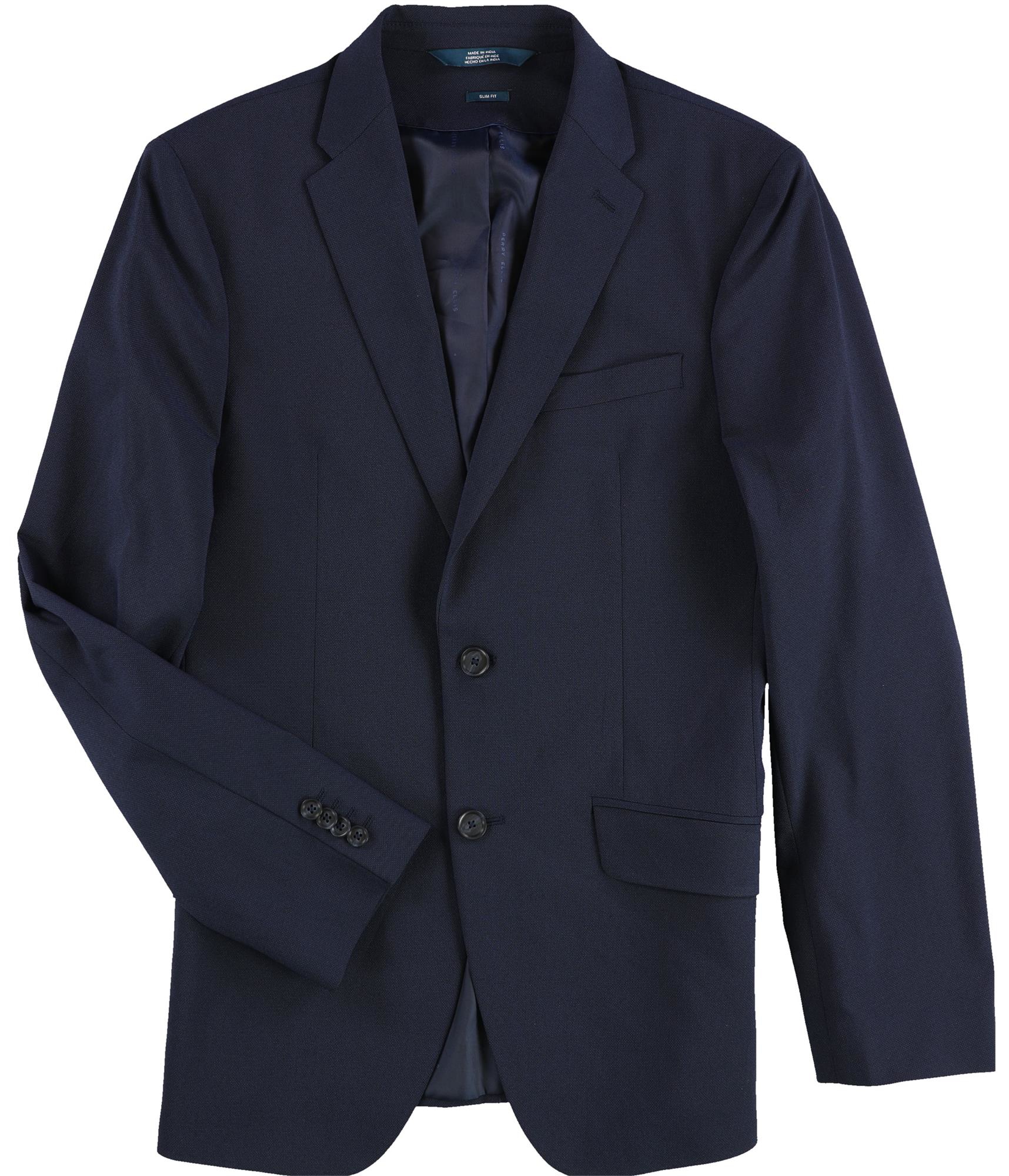 Мужской приталенный стрейчевый блейзер Perry Ellis с двумя пуговицами синий 36 19690₽