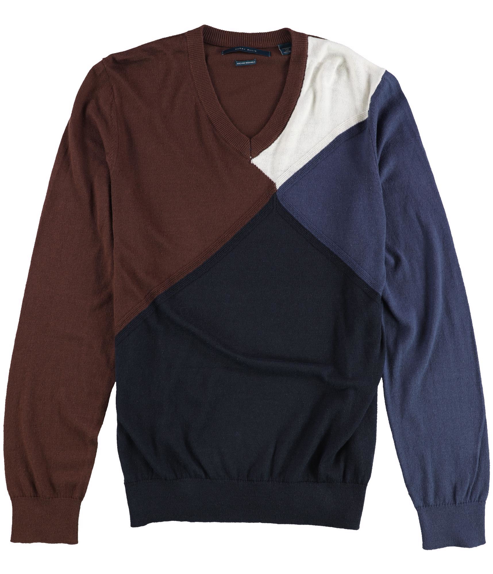 Мужской вязаный свитер Perry Ellis Color Block разноцветный большой размер 6190₽