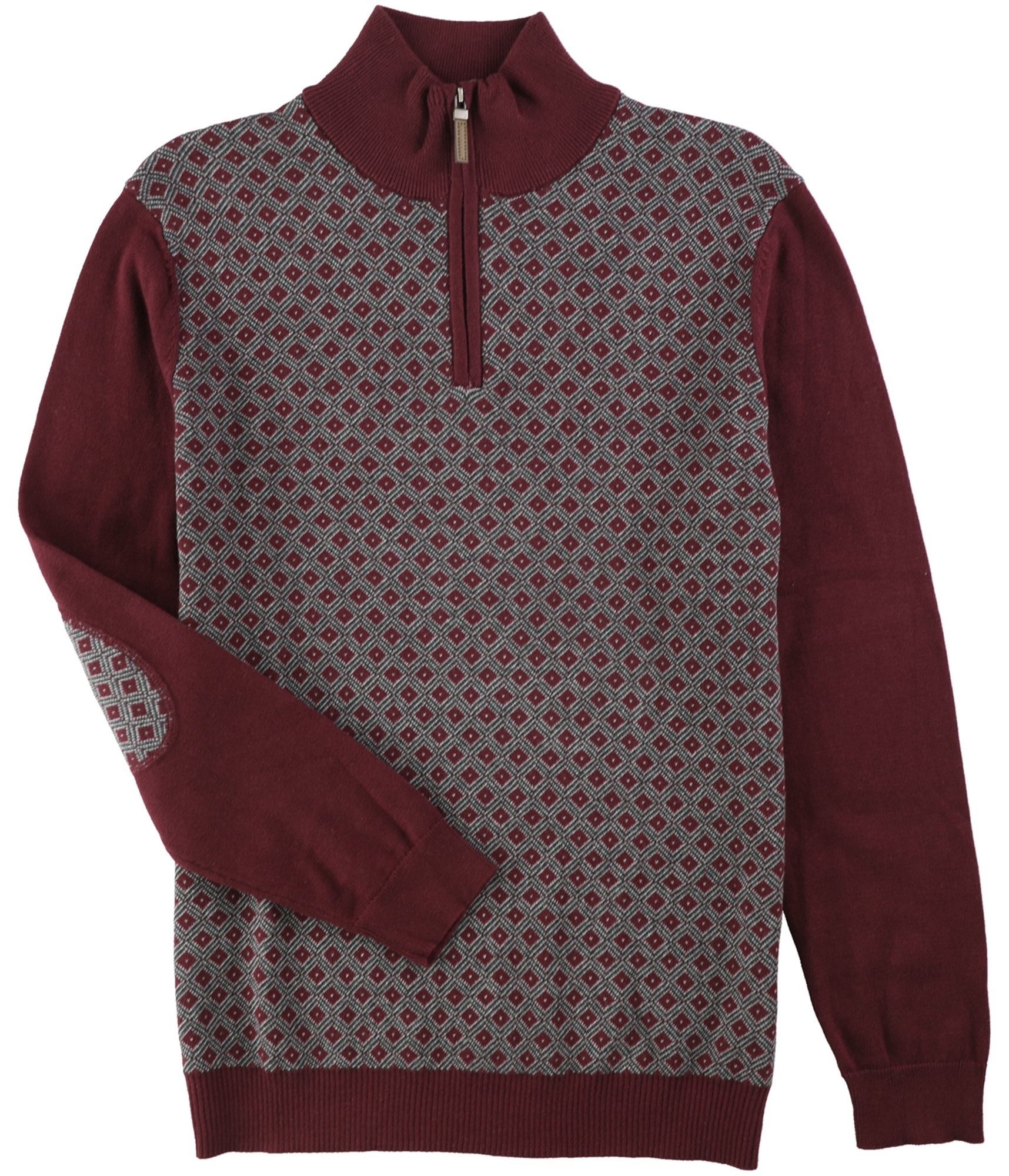 Мужской свитер-пуловер на молнии 14 с ромбовидным узором Tasso Elba красный Для больших и высоких размеров LT 5990₽