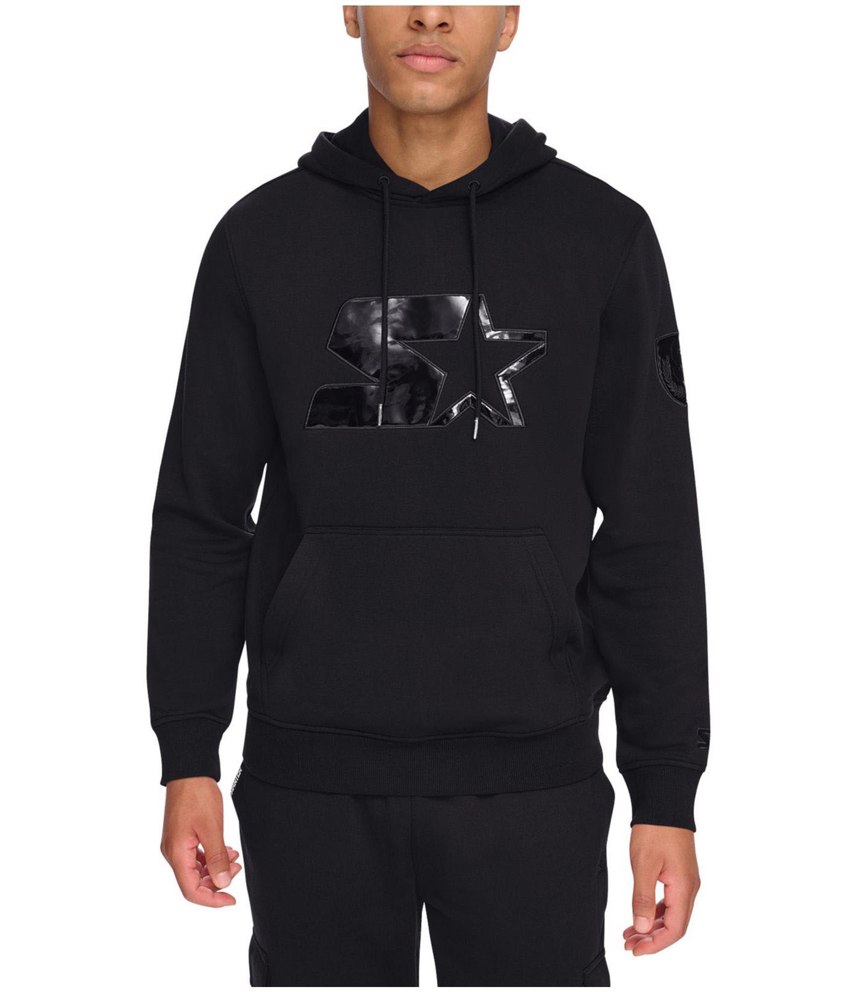 Флисовая толстовка с капюшоном STARTER Mens с аппликацией логотипа черный Средний размер 5390₽