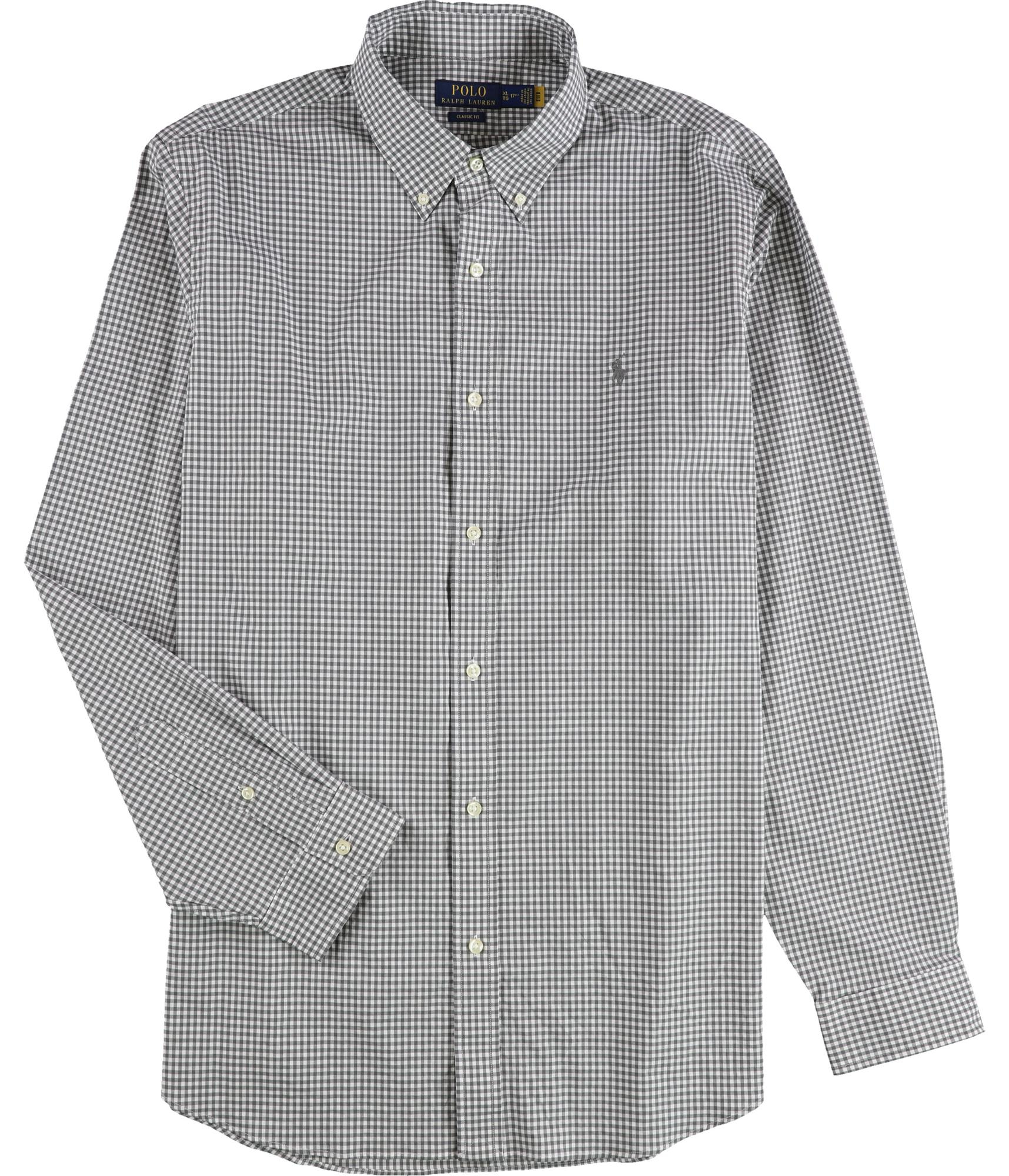Ralph Lauren Mens Classic Fit Gingham Stretch Poplin Button Up Shirt