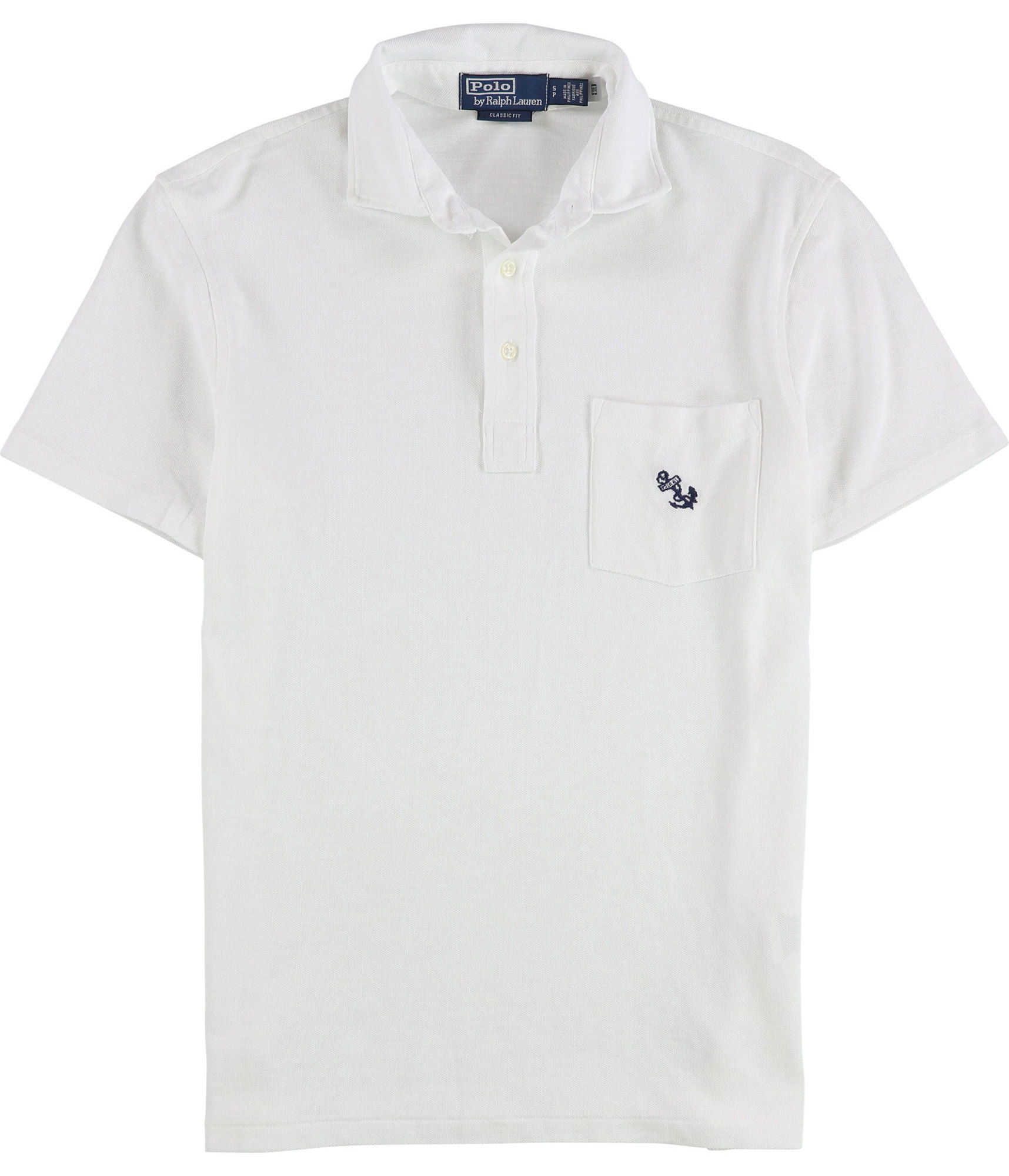 Мужская рубашка поло Ralph Lauren классического кроя из сетчатого материала Anchor белая маленького размера 8290₽