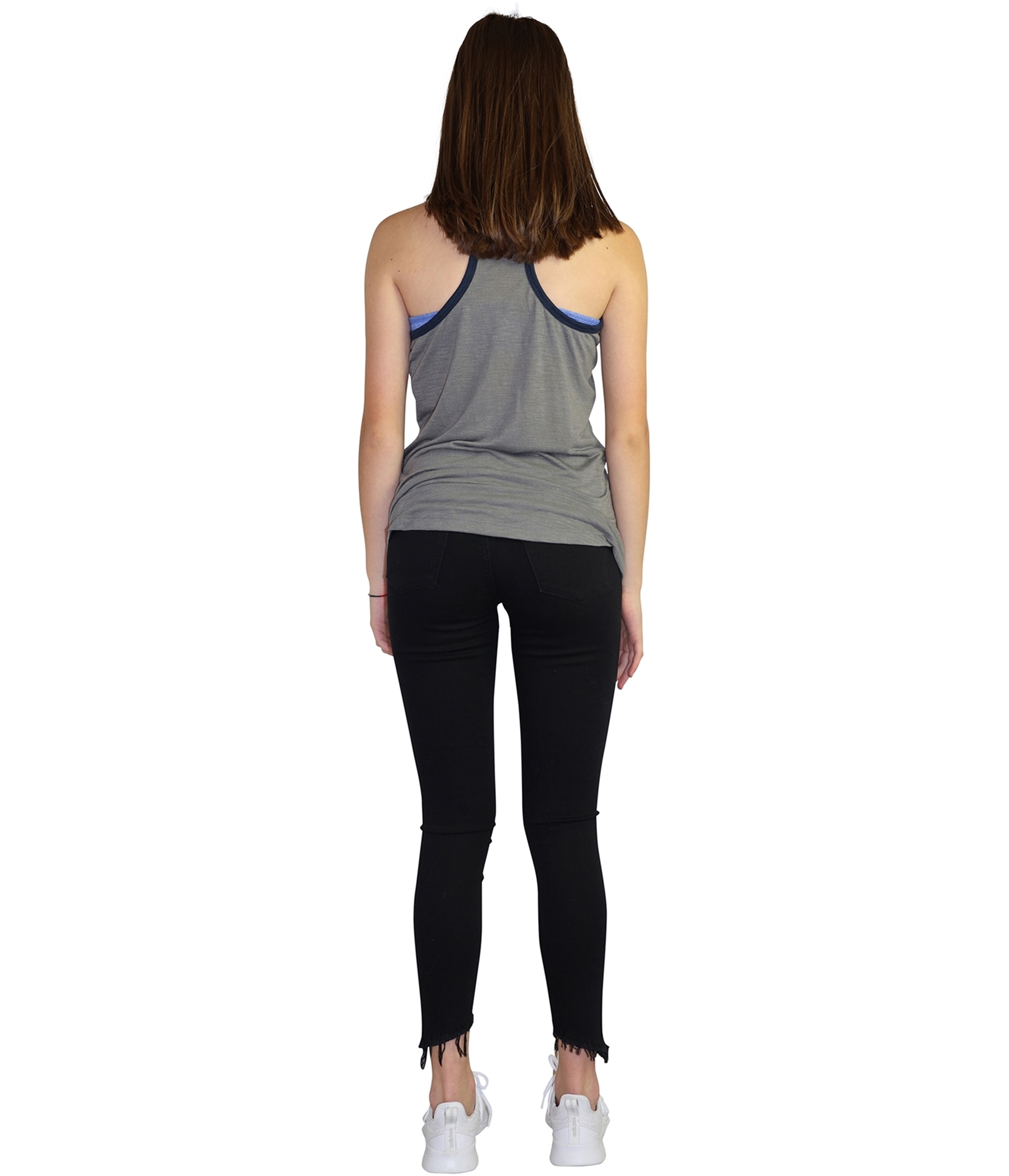 Indy 500 Womens 2-tone Racerback Tank Top, Grey, Small - Picture 4 of 6