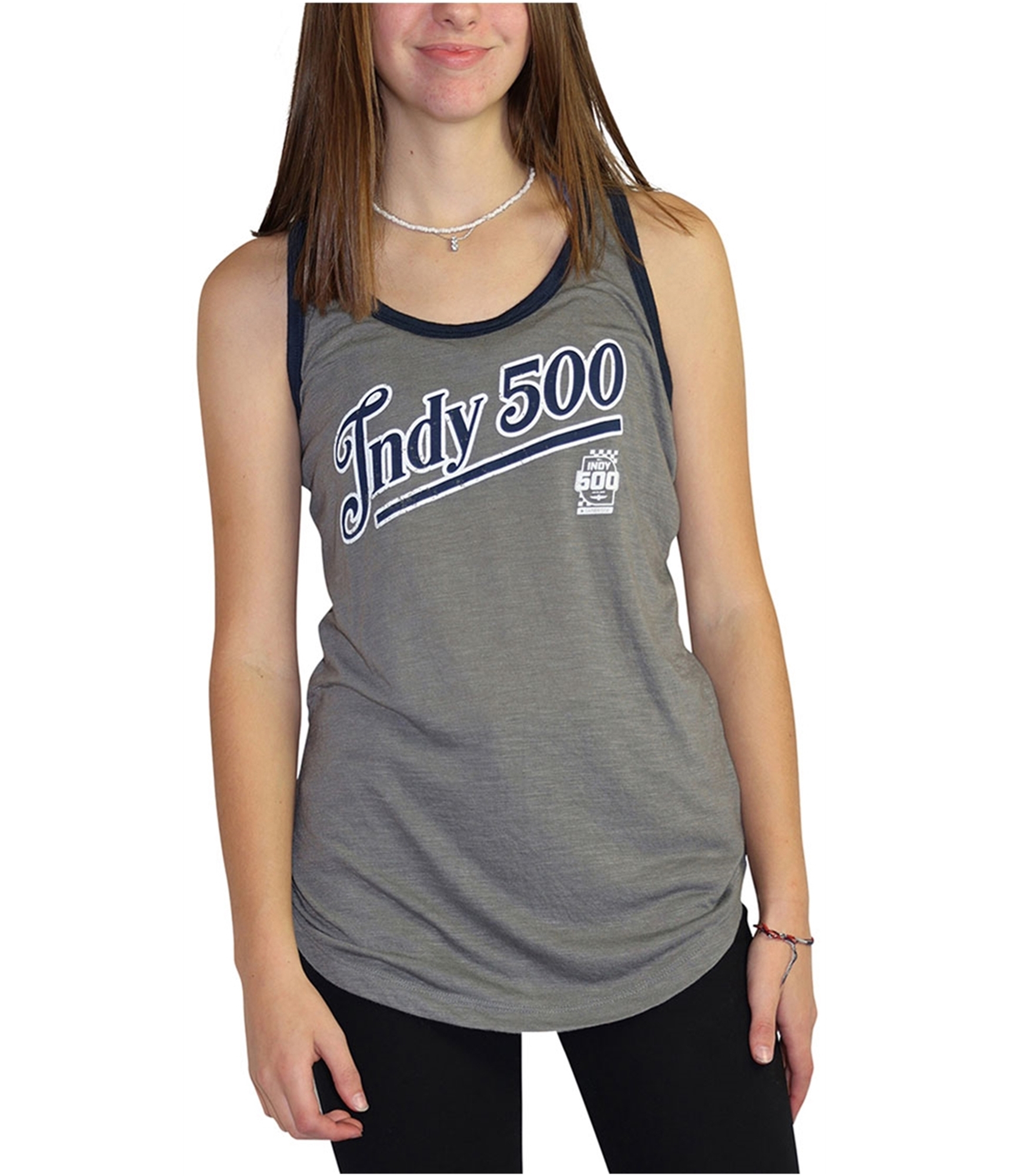Indy 500 Womens 2-tone Racerback Tank Top, Grey, Small