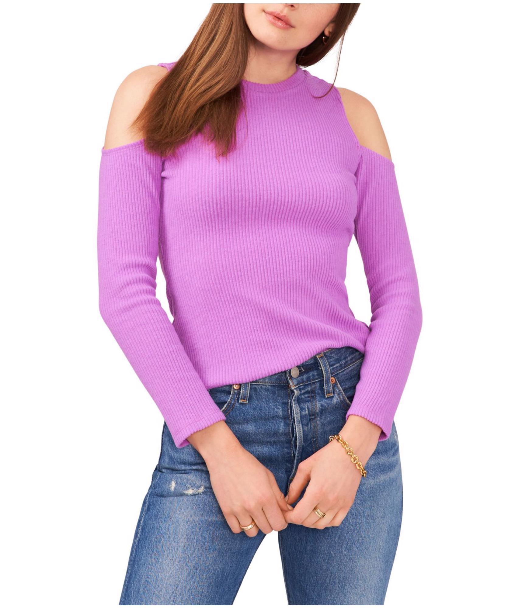 1.STATE Womens Sweater Top Knit Blouse, Purple, X-Large