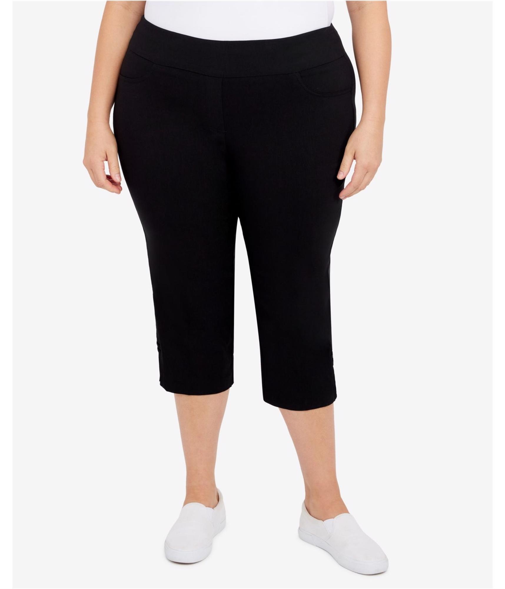 HEARTS OF PALM Womens Essentials Pull On Split Hem Casual Capri Pants - Picture 2 of 2