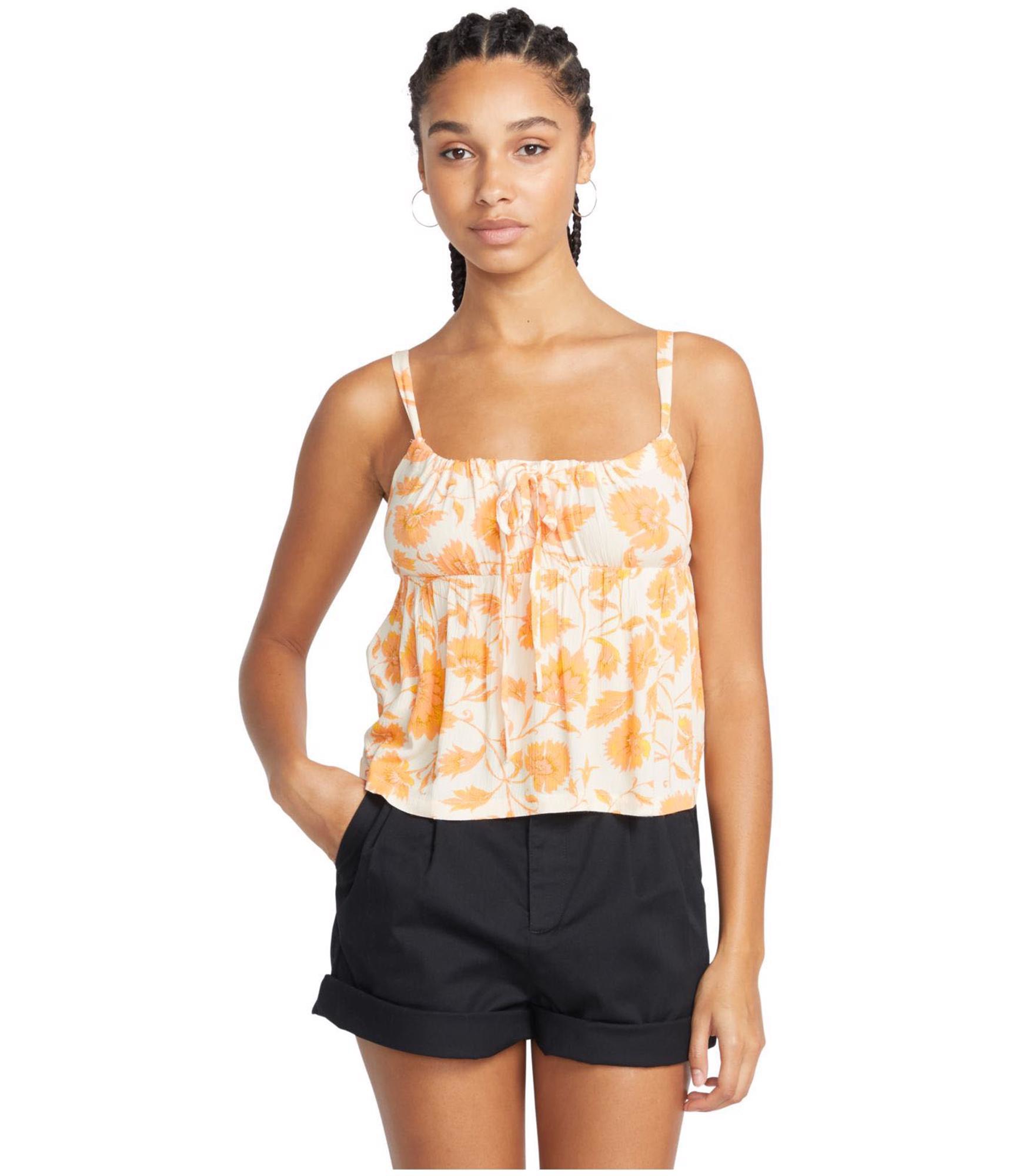 Volcom Womens Biscay Cami Tank Top, Yellow, Large