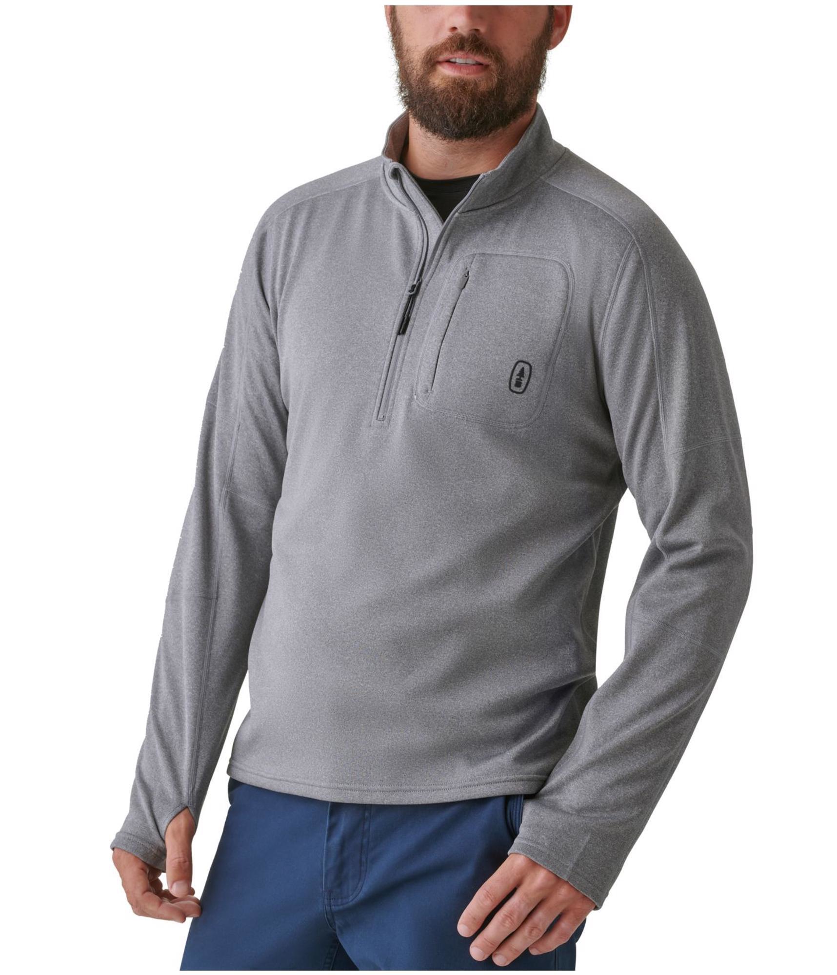 Толстовка BASS OUTDOOR Mens Blaze, пуловер на молнии, спортивная куртка, серый, Маленький