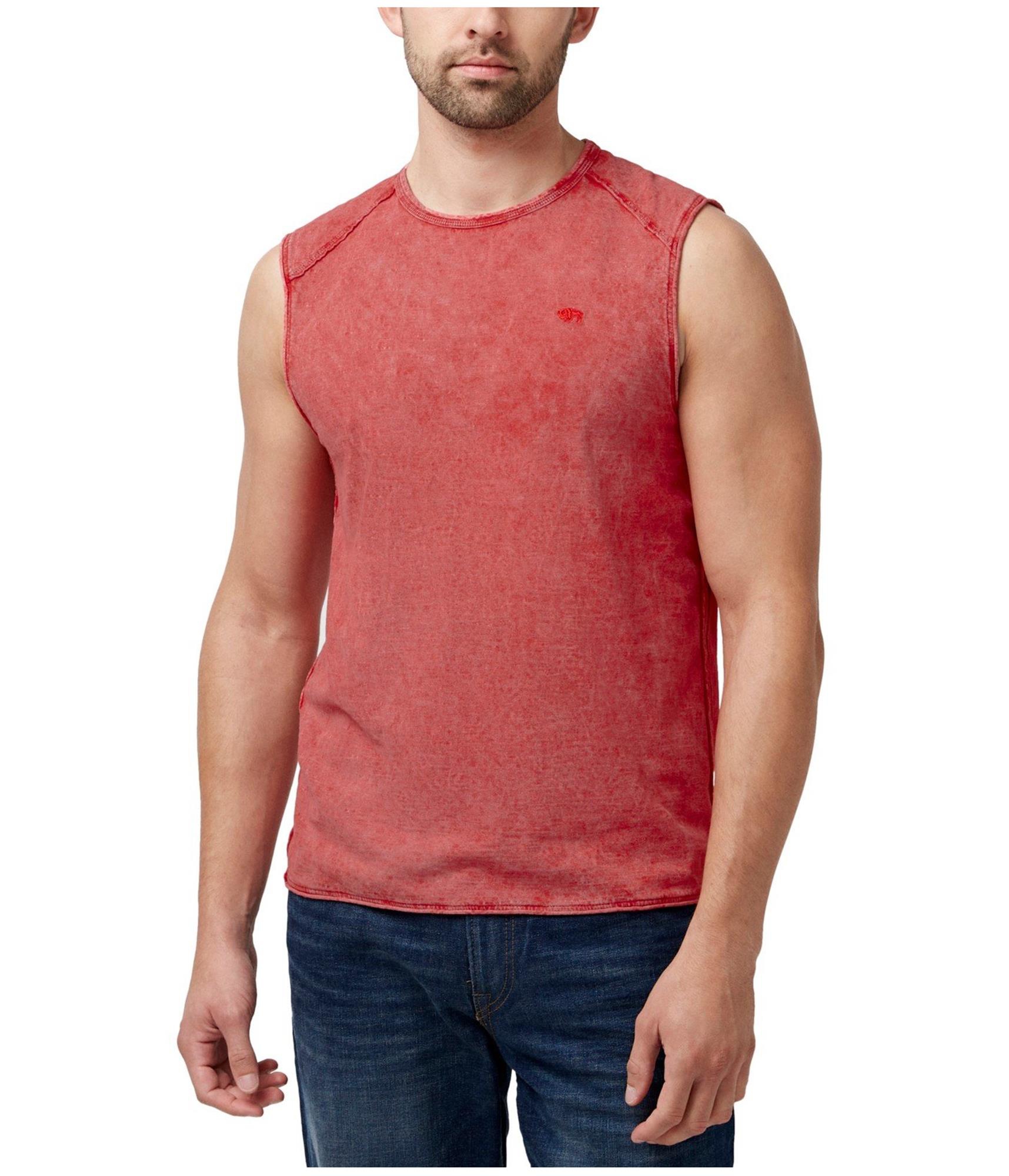 Мужская базовая футболка Buffalo David Bitton без рукавов красная XX-Large 3490₽