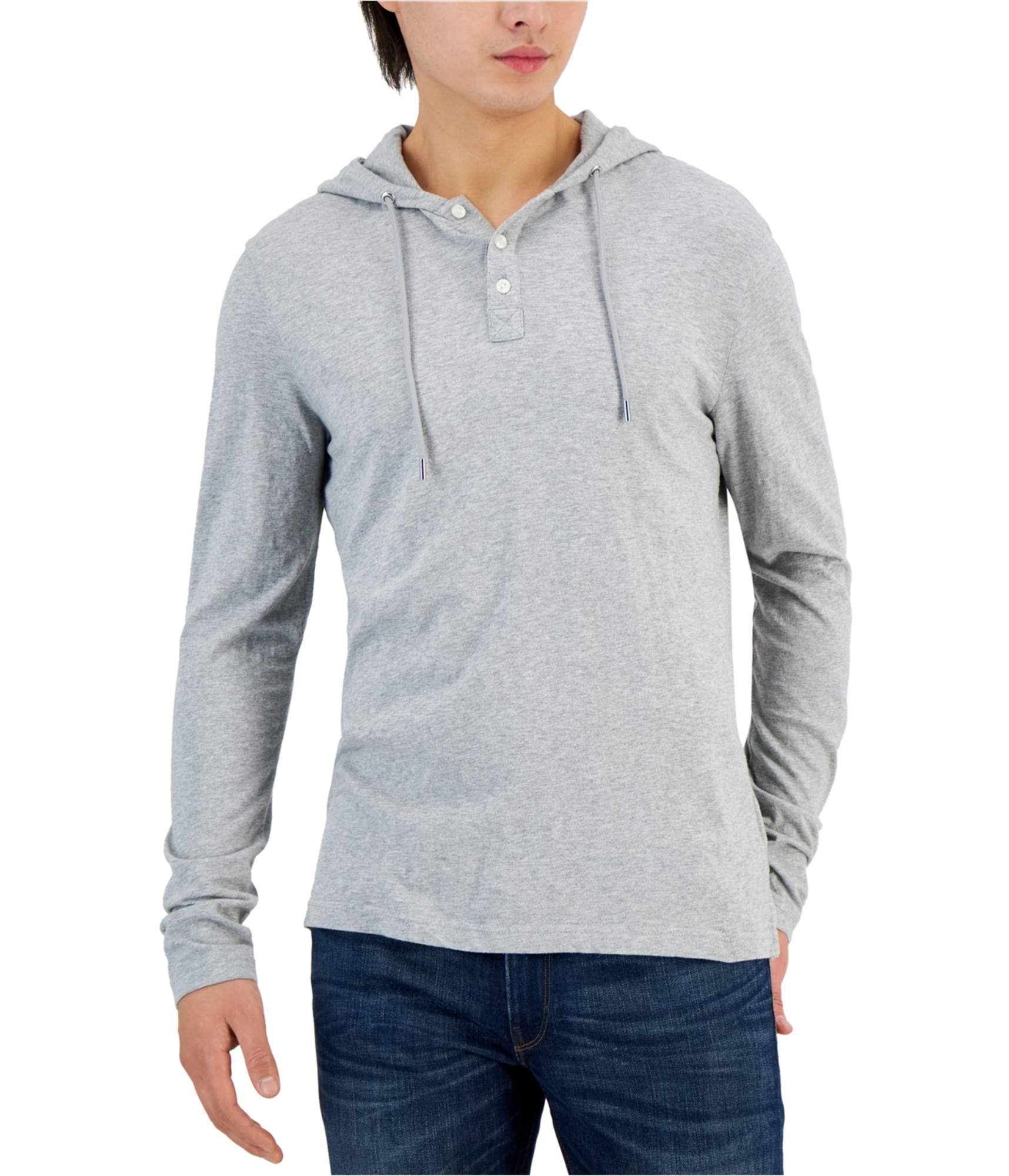 Мужская толстовка Michael Kors с длинным рукавом Henley Hoodie серый маленький размер 5790₽