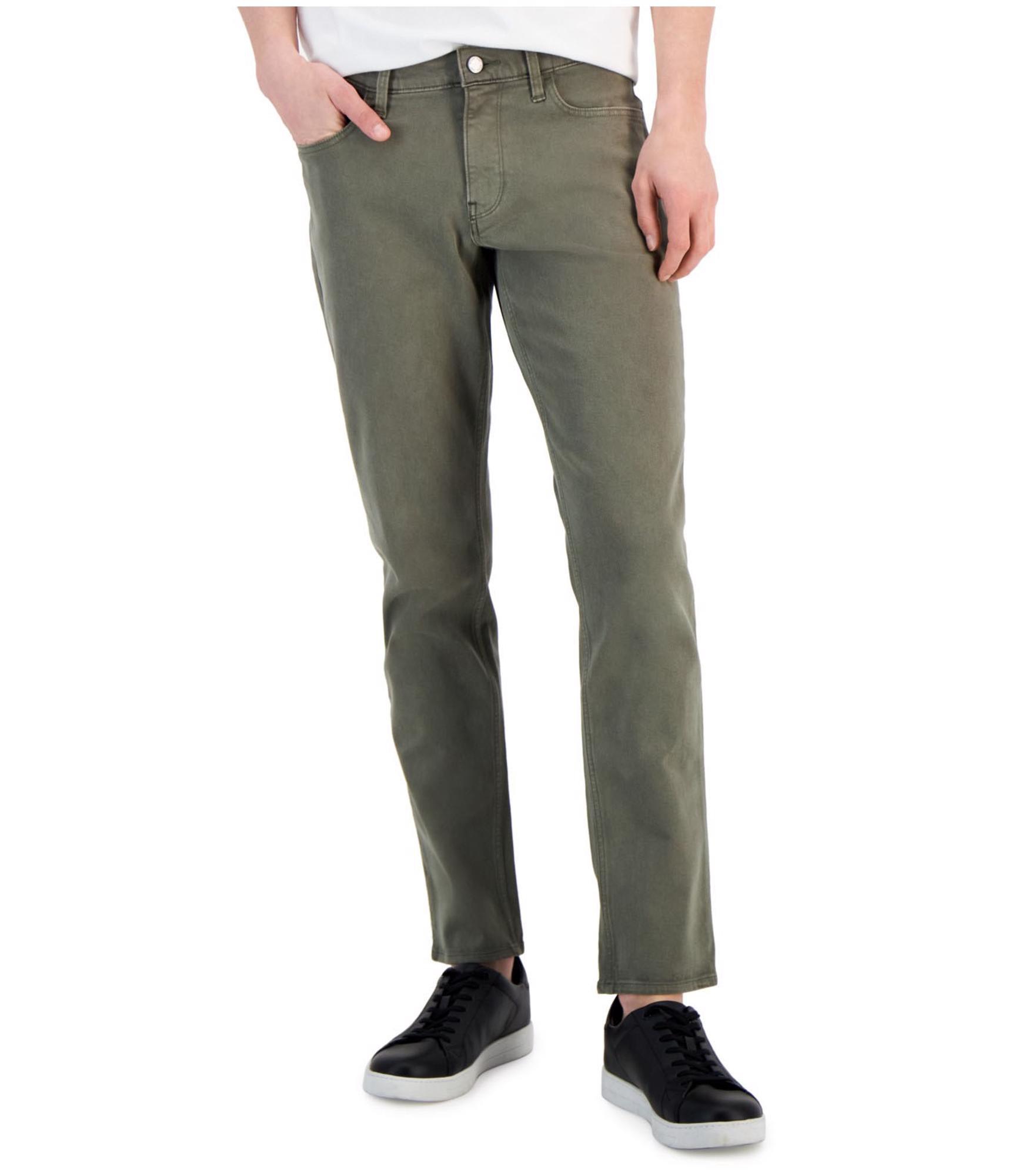 Мужские прямые джинсы Parker Slim Fit с кислотной стиркой Michael Kors зеленые 36 Вт x 30 Л 8890₽