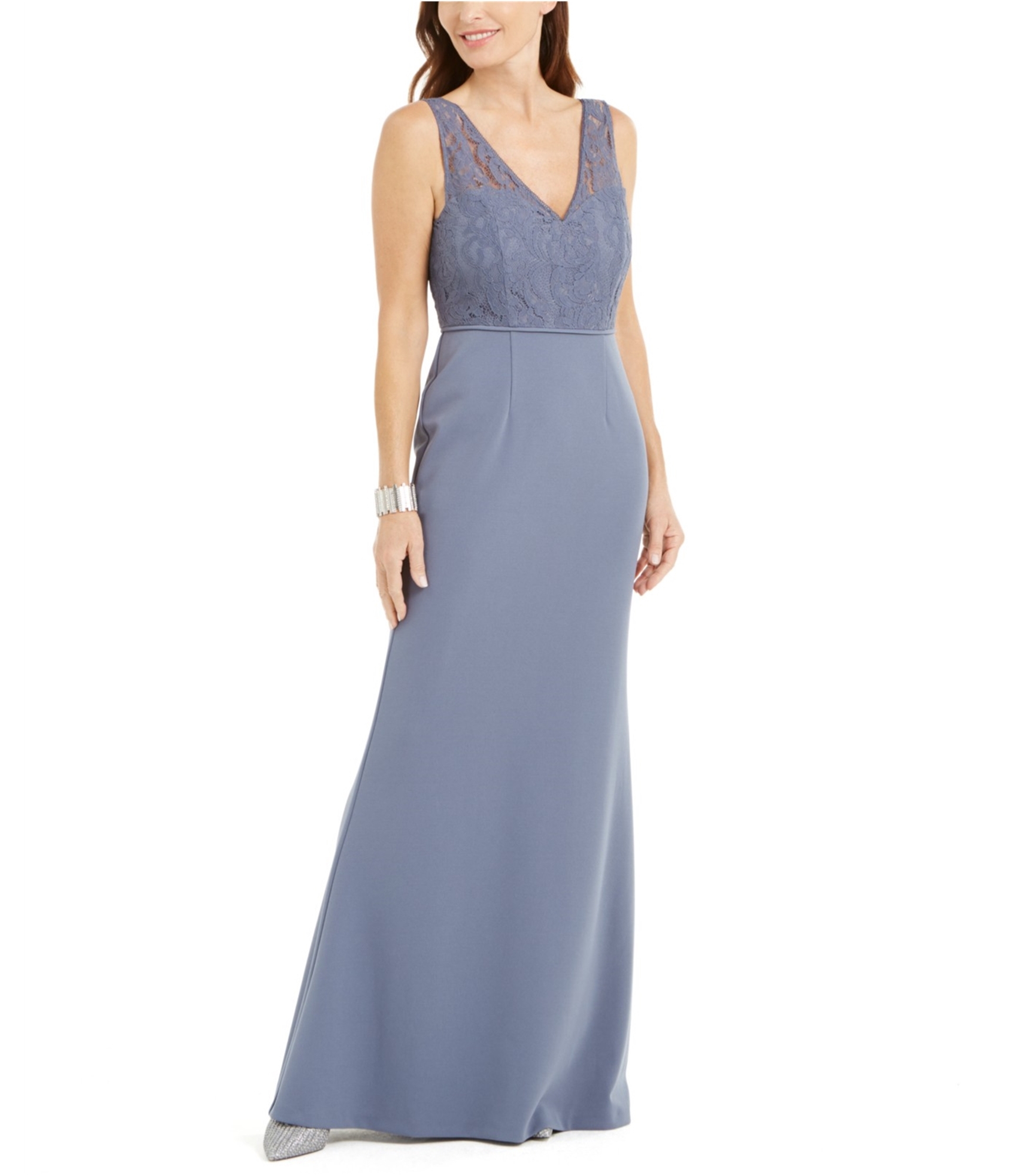 Adrianna Papell Womens Lace Gown Dress, blue, 2 - Picture 1 of 1