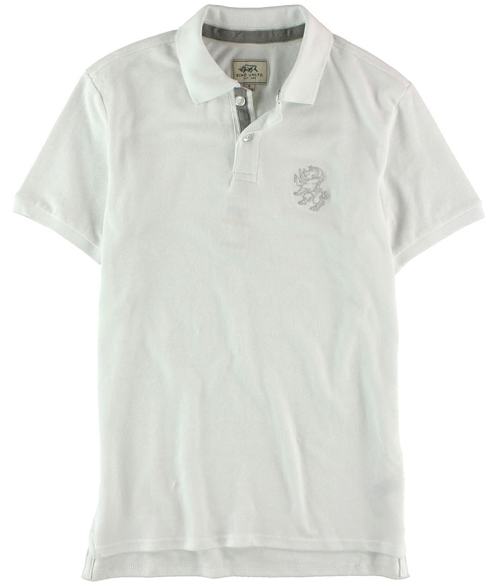 Ecko без подкладки. Мужская приталенная рубашка-поло из пике, белая, S