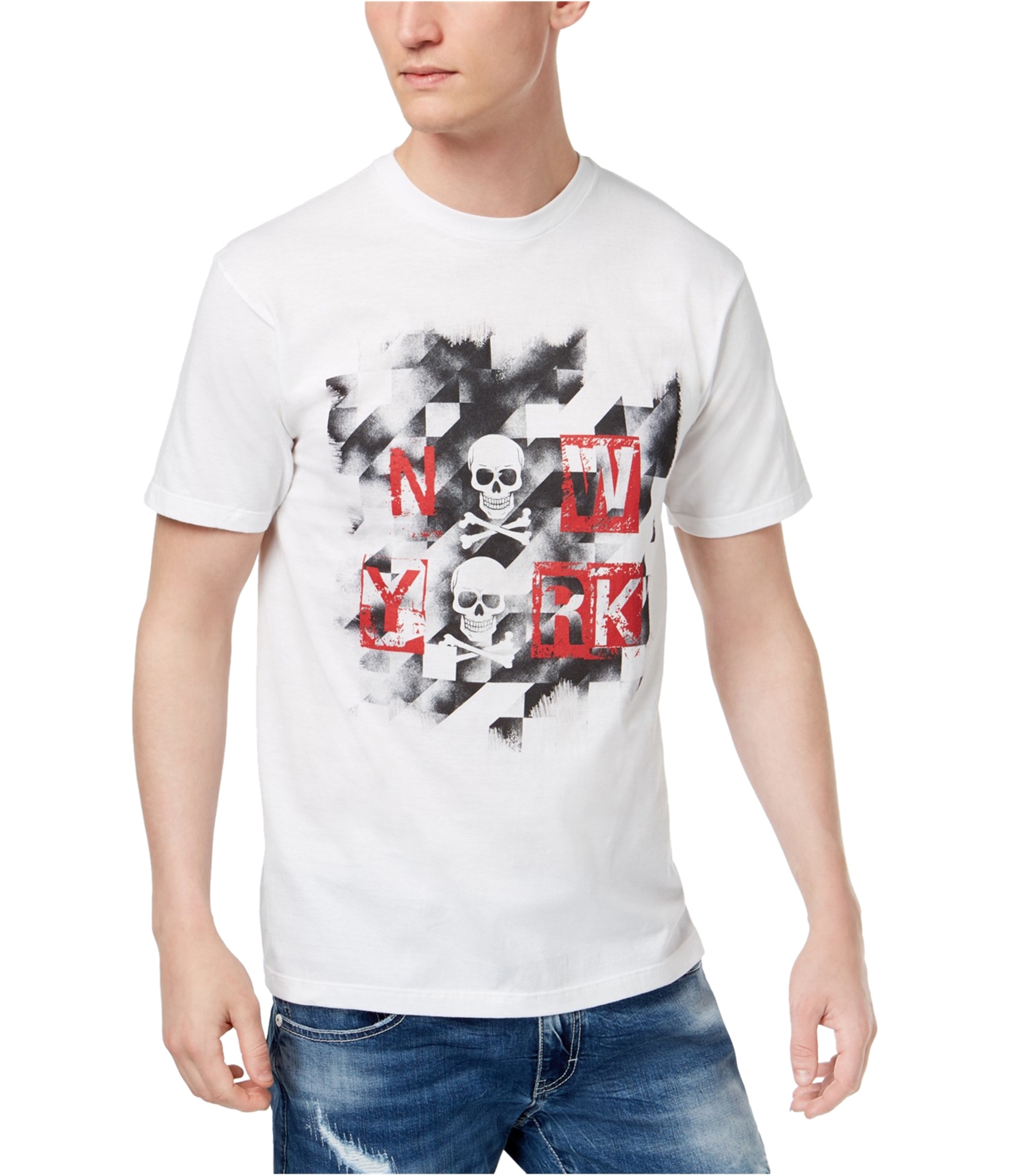 Мужская футболка с изображением Нью-Йоркских черепов INC белый цвет XL 3290₽
