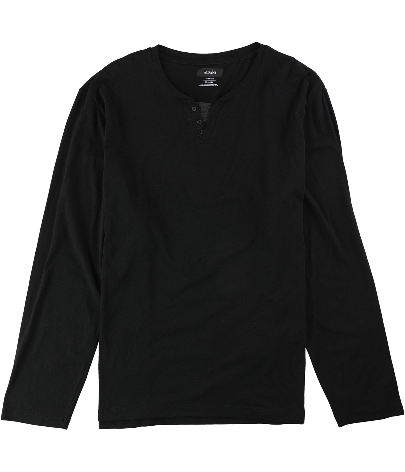 Мужская футболка Alfani с разрезом на шее украшенная LS темно-черный L 897190077770 3490₽