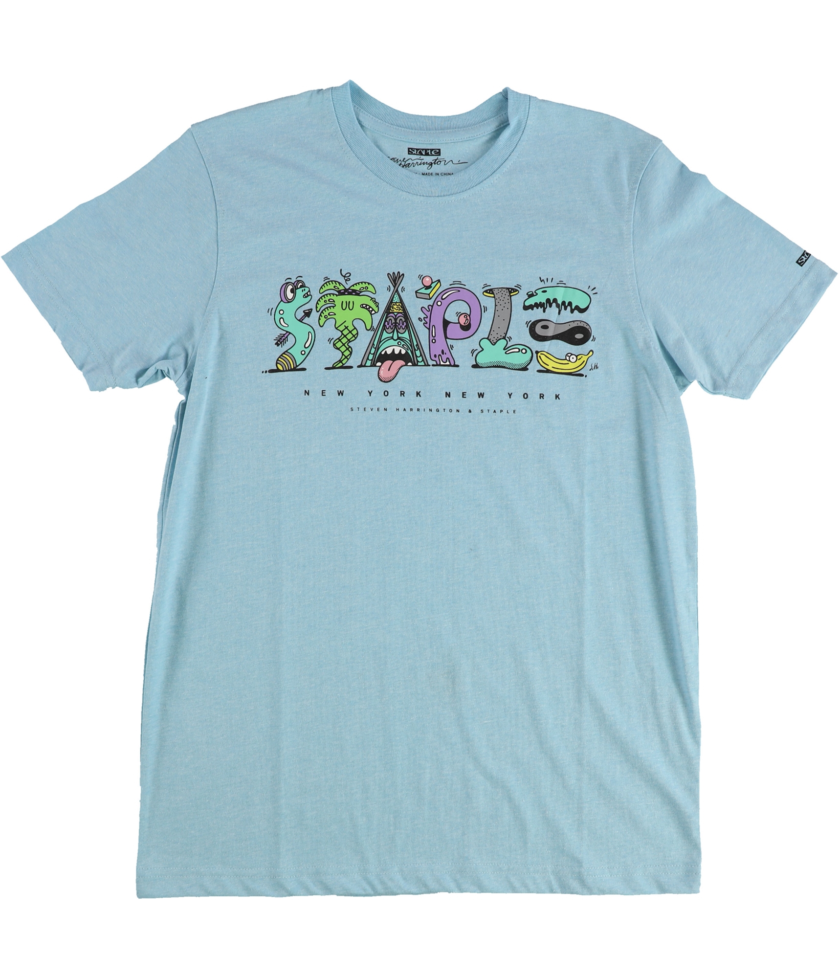 Мужская футболка Staple The Staple Monster с графическим принтом морская пена XS 3290₽