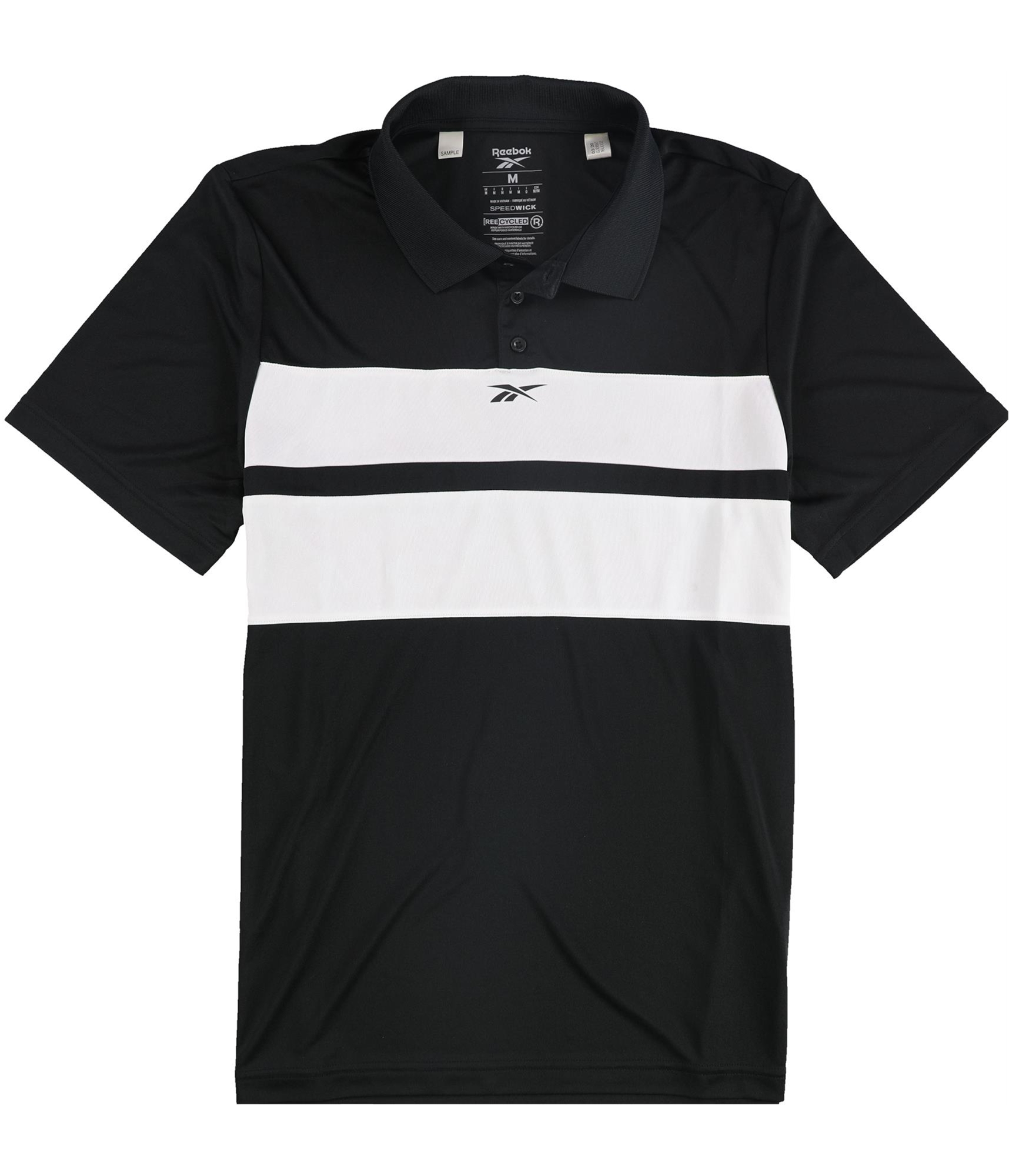 Мужская рубашка поло в полоску Reebok Mens Workout Ready, черная, M