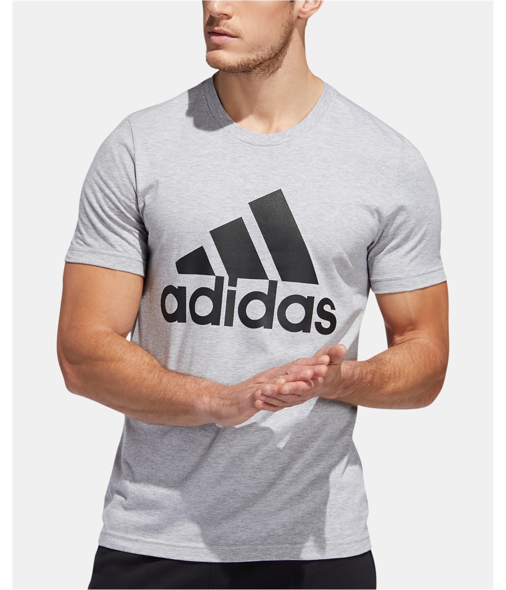 Мужская базовая футболка Adidas с графическим логотипом BOS серый черный XL 3090₽