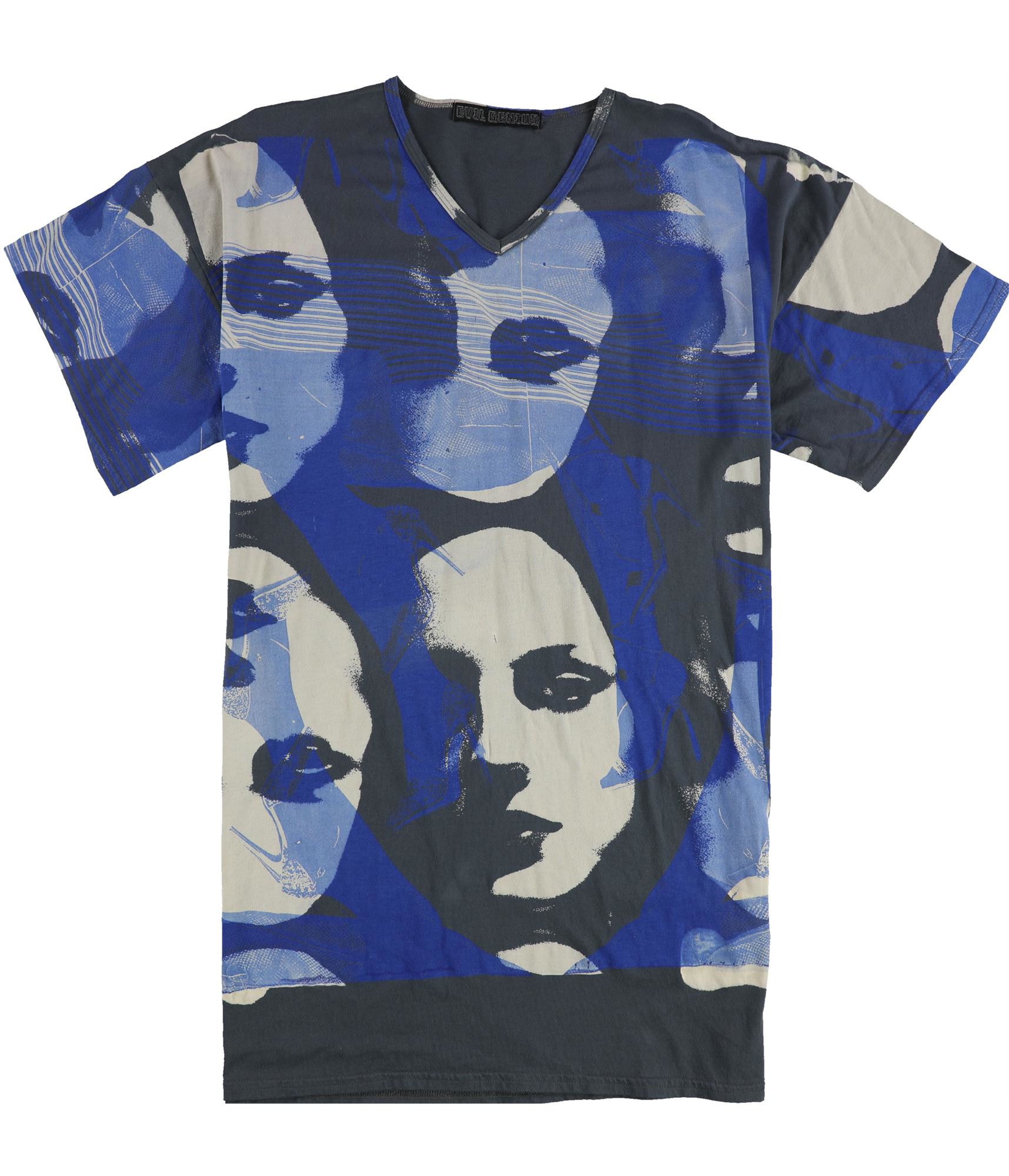Мужская футболка с графическим рисунком Evil Genius, раскрашенные лица, синяя, M