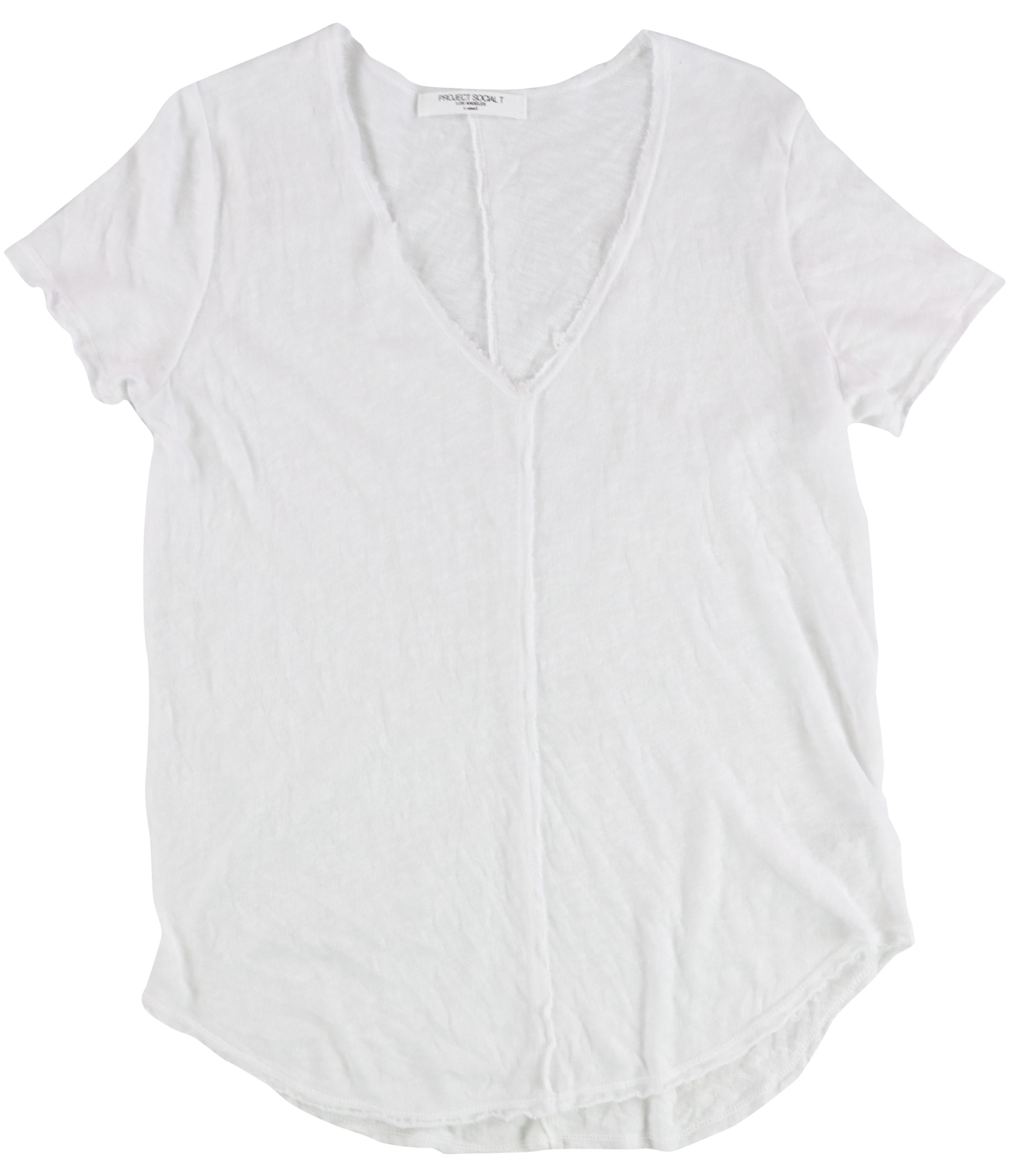 Project Social T Damen Raw Hem Basic T-Shirt, weiß, M 897100096480