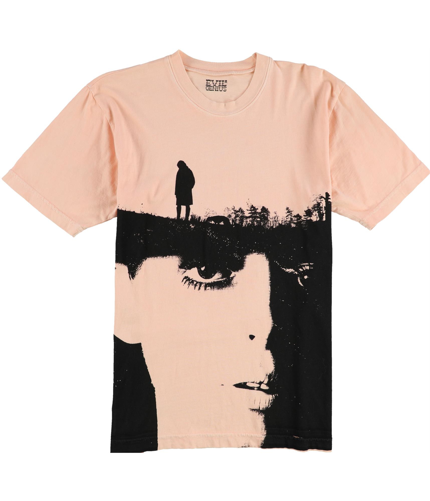 Мужская футболка с двухцветным рисунком Evil Genius, персиково-черный, M