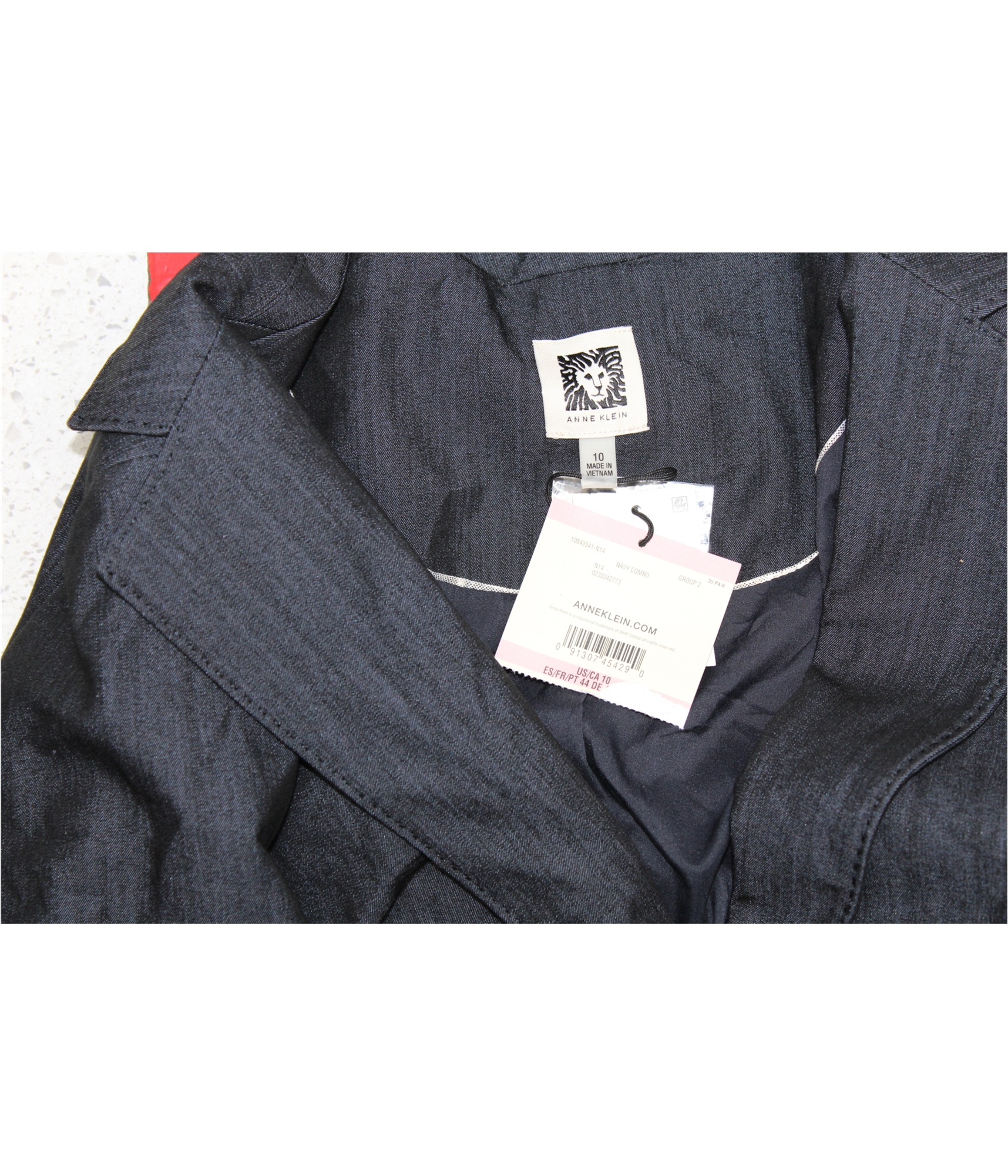 Anne Klein Womens Denim Blazer Jacket, Blue, 10 - Picture 2 of 2