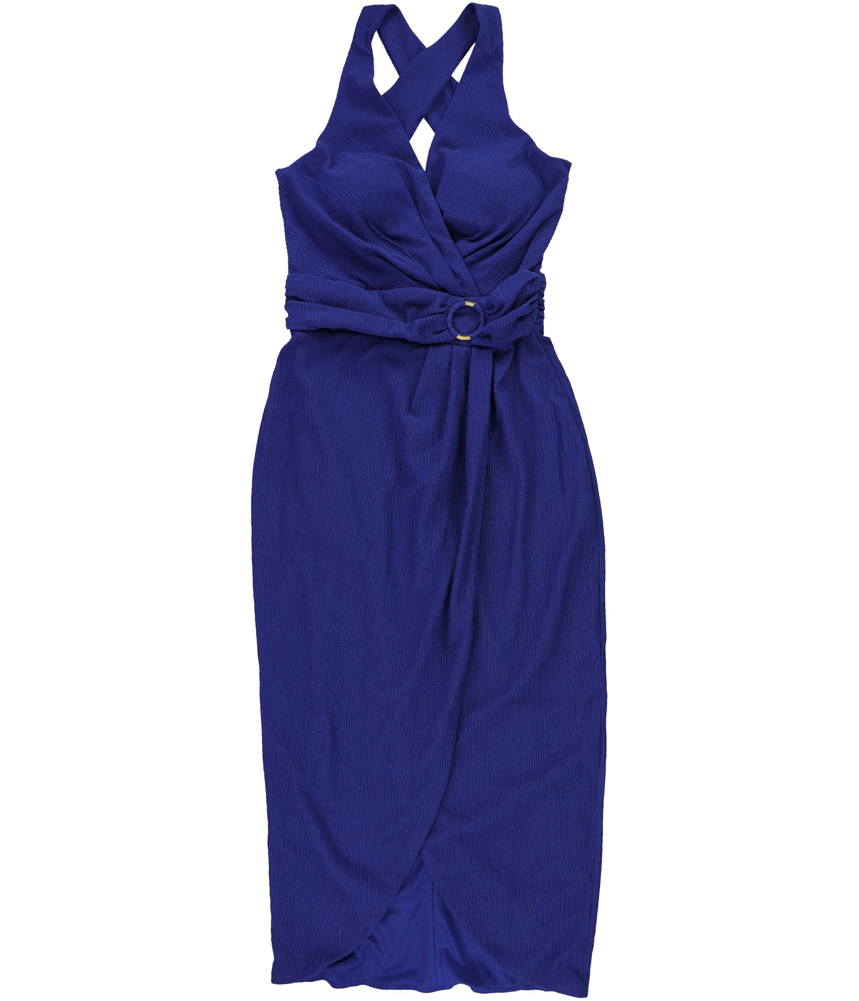 GUESS Womens Ruched O-Ring Cutout Wrap Dress