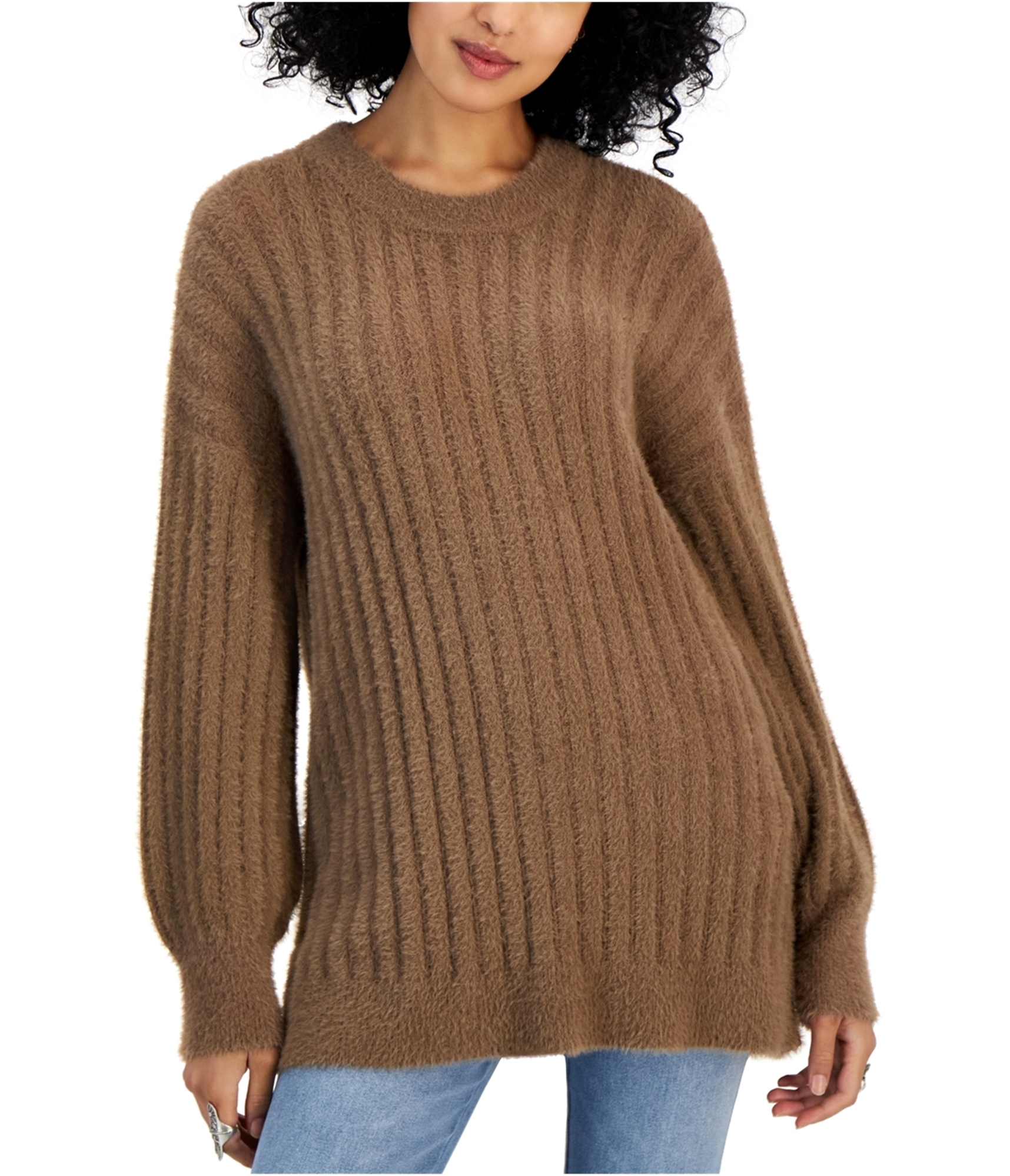 Женский пуловер с ресницами из рубчатой вязки Hippie Rose Womens