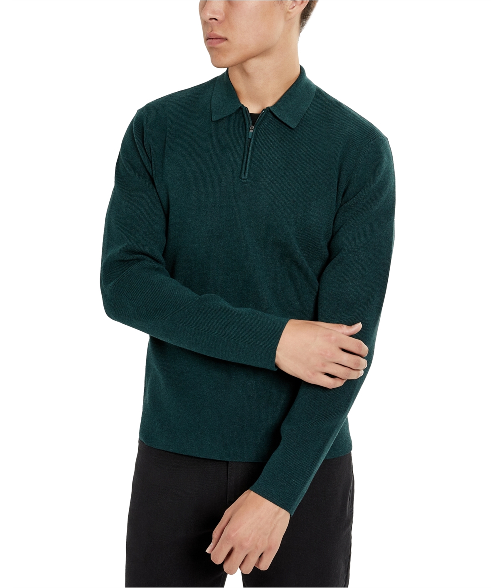 Мужской свитер поло в рубчик от Kenneth Cole зеленый Средний 6190₽