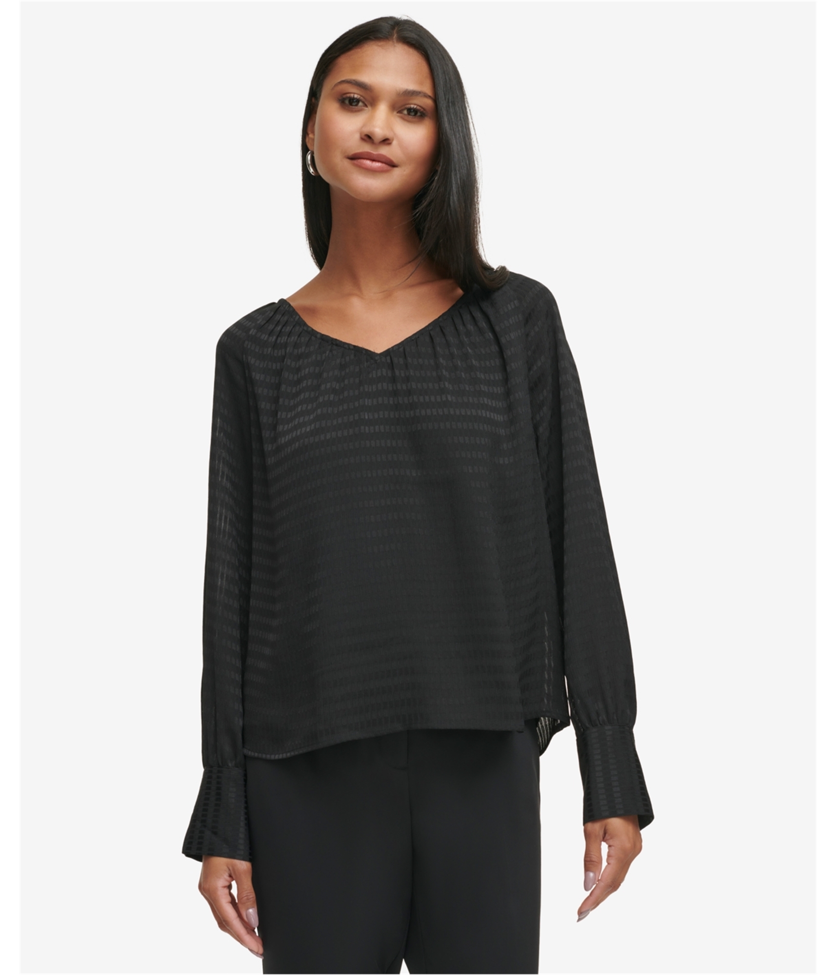 Calvin Klein Womens Textured Pullover Blouse 197383791219 - Picture 2 of 2