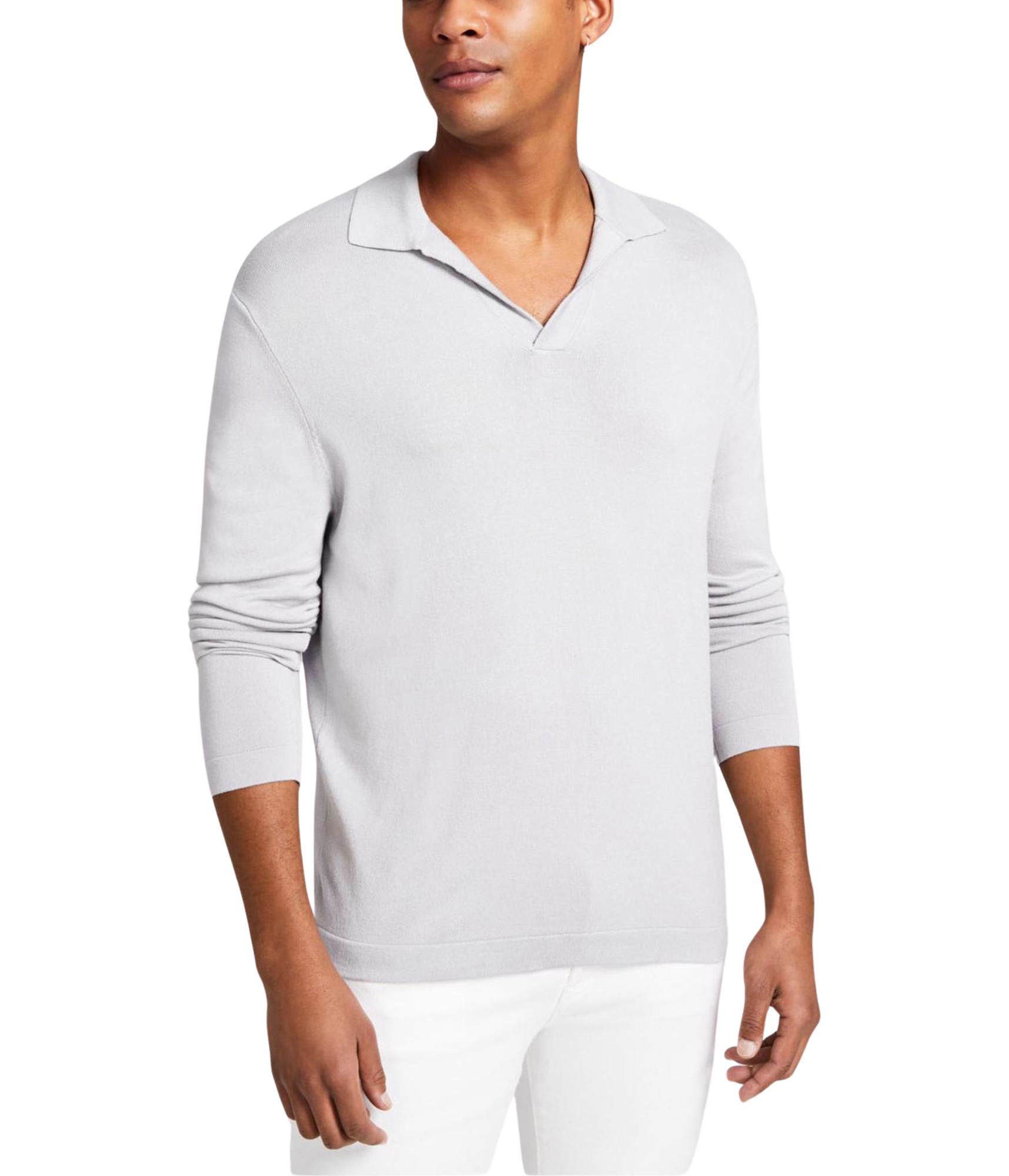 А теперь этот мужской свитер поло с ребристым воротником серый большого размера 4490₽