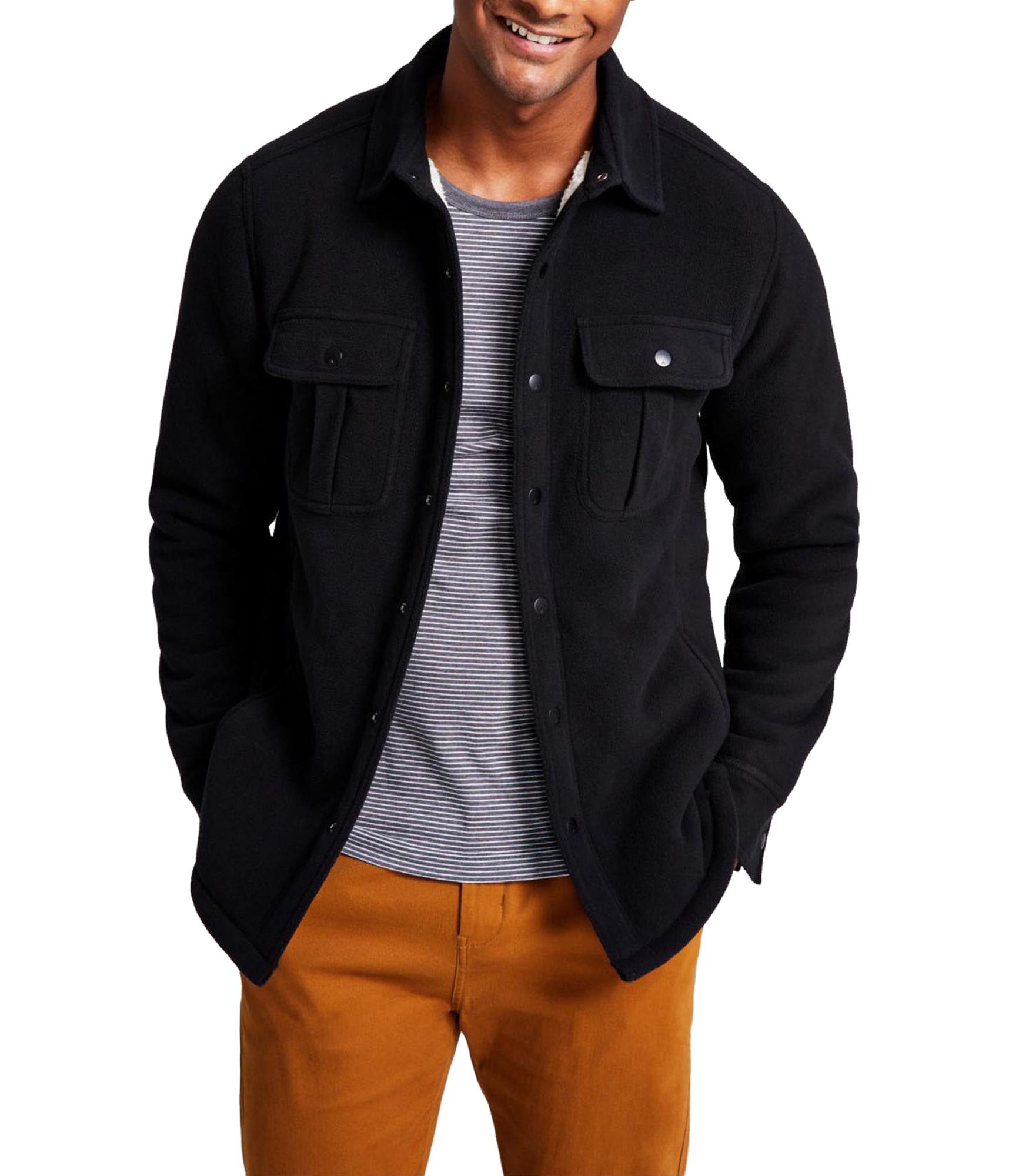 И вот теперь эта мужская теплая рубашка-флисовая куртка Черная большого размера 5290₽