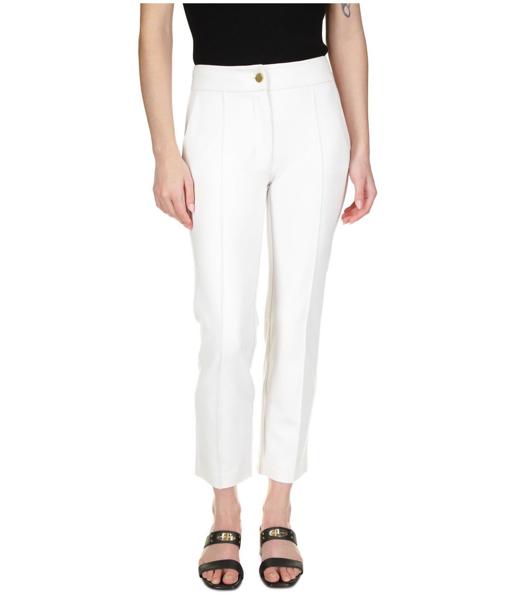 Michael Kors Womens Ponte Pintuck Dress Pants, White, Large