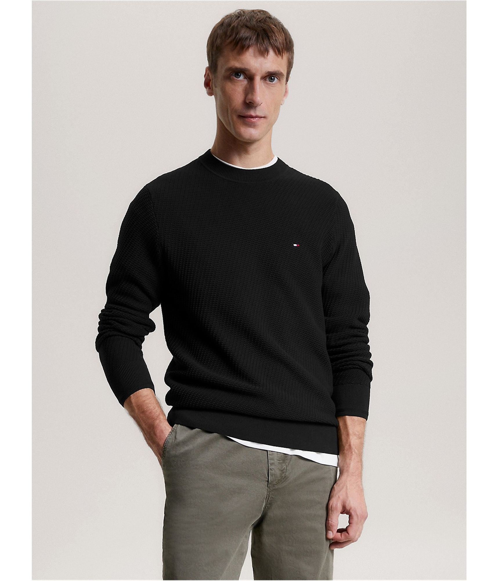 Мужской вязаный свитер прямоугольной формы от Tommy Hilfiger