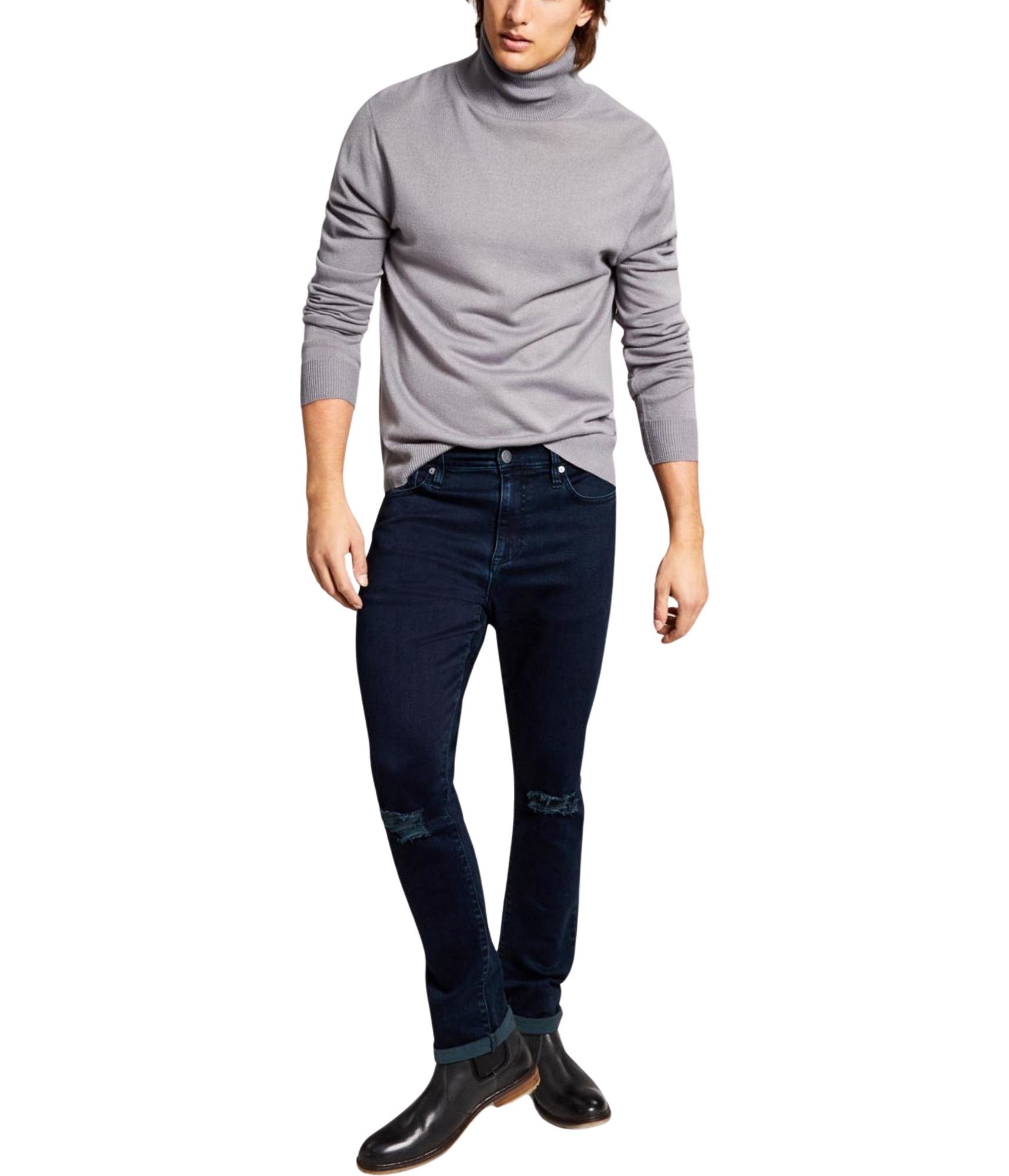 А теперь этот мужской вязаный пуловер в рубчик Серый среднего размера 4890₽