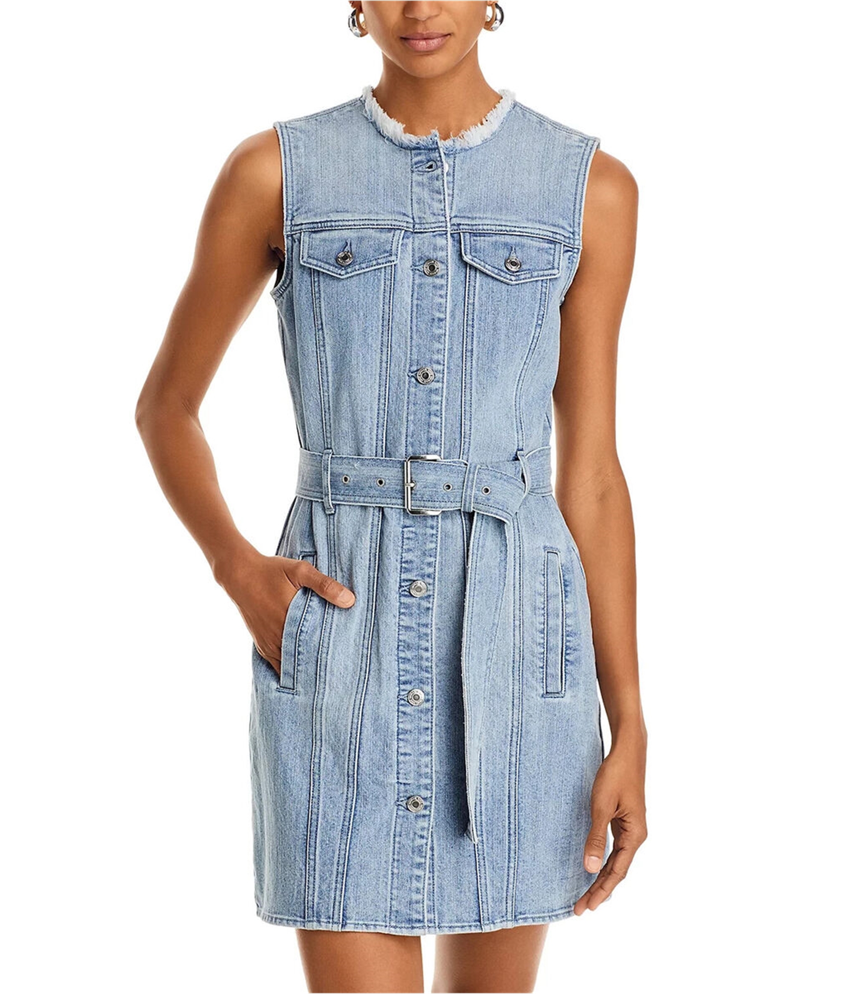 Michael Kors Womens Denim Button Front Mini Dress