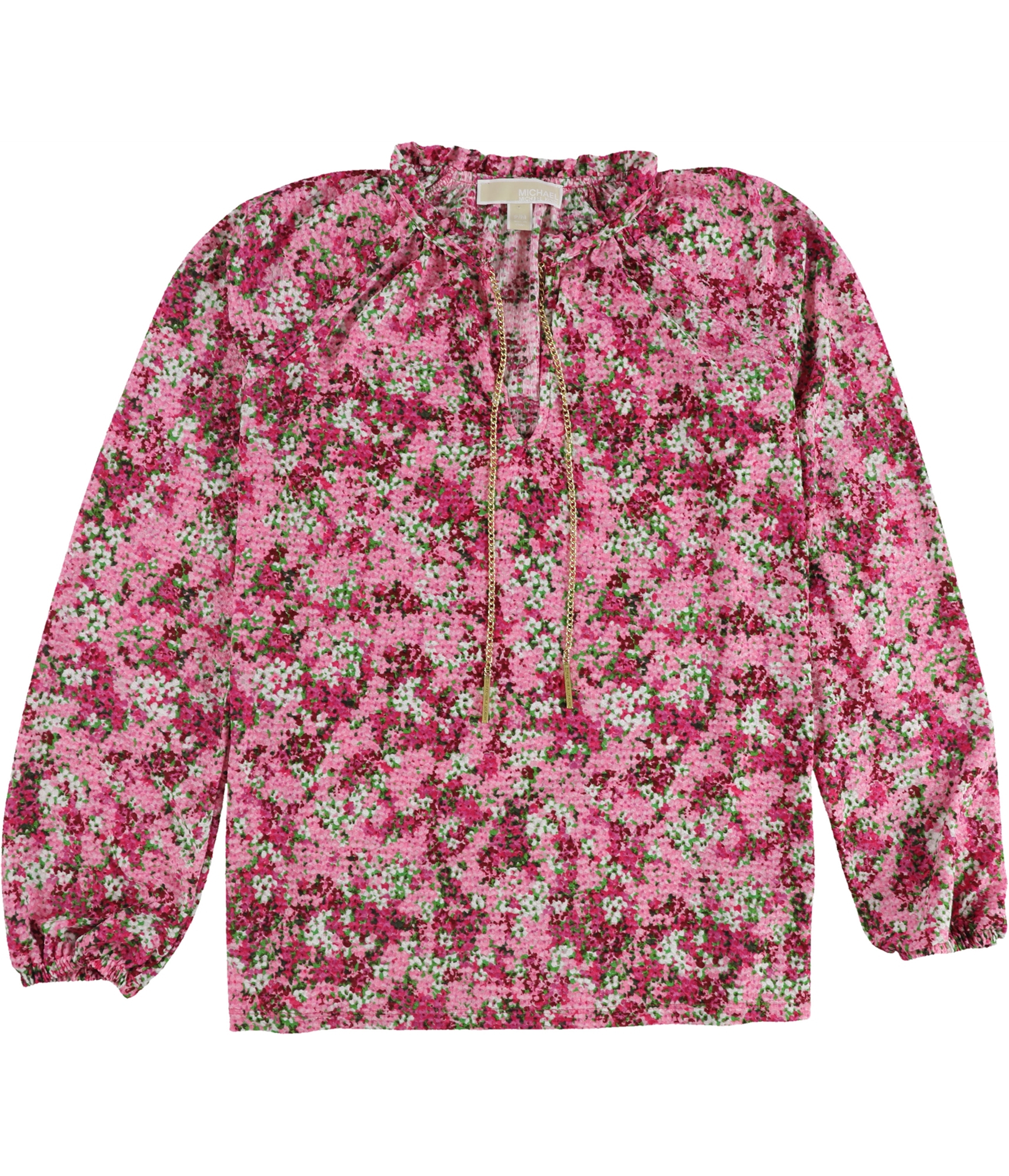 Michael Kors Womens Floral Pullover Blouse, Pink, Petite, PM