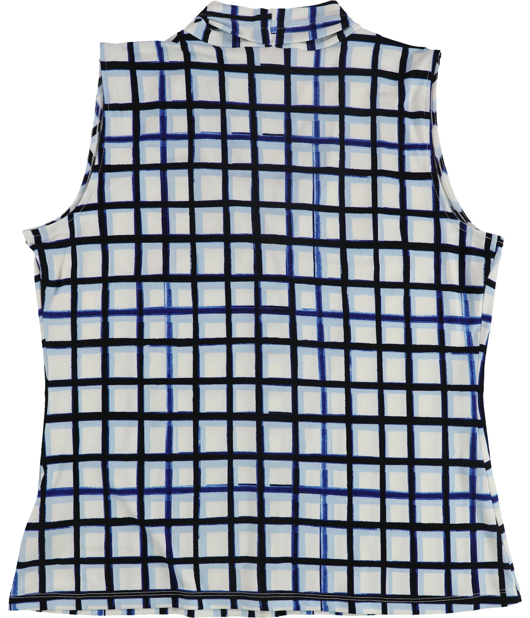 Calvin Klein Womens Box Print Sleeveless Blouse Top, Blue, Large - Picture 2 of 2