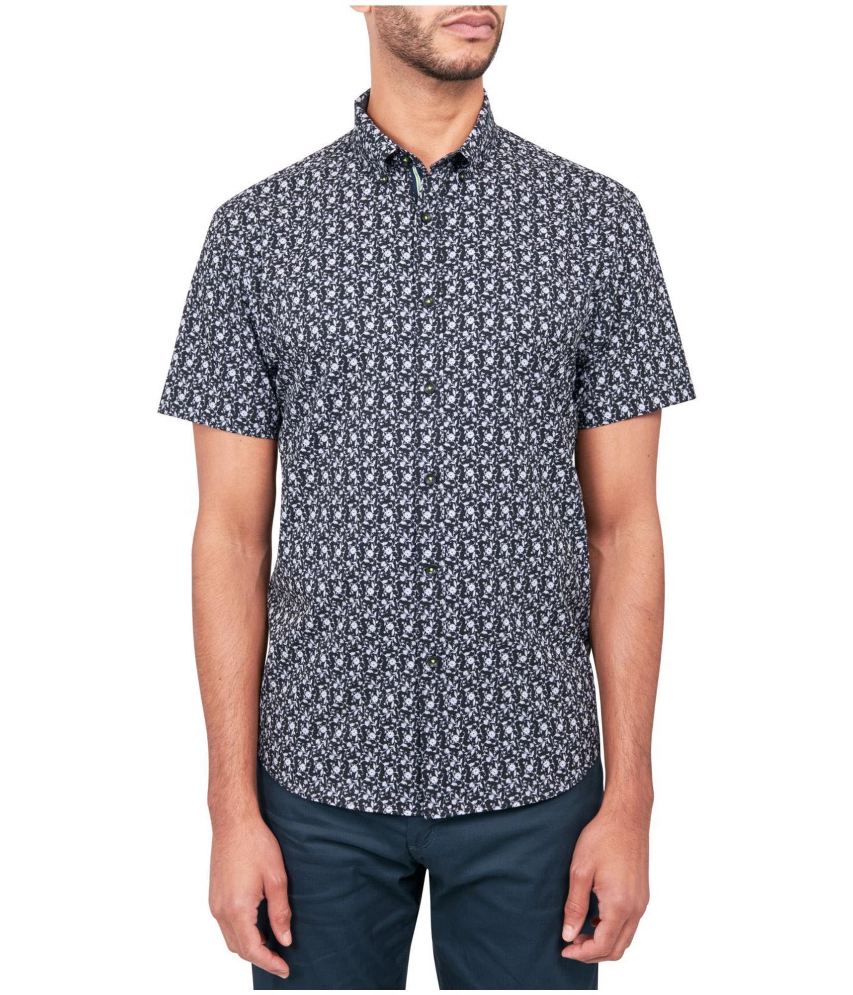 Мужская рубашка на пуговицах с микро-цветочным рисунком Society of Threads